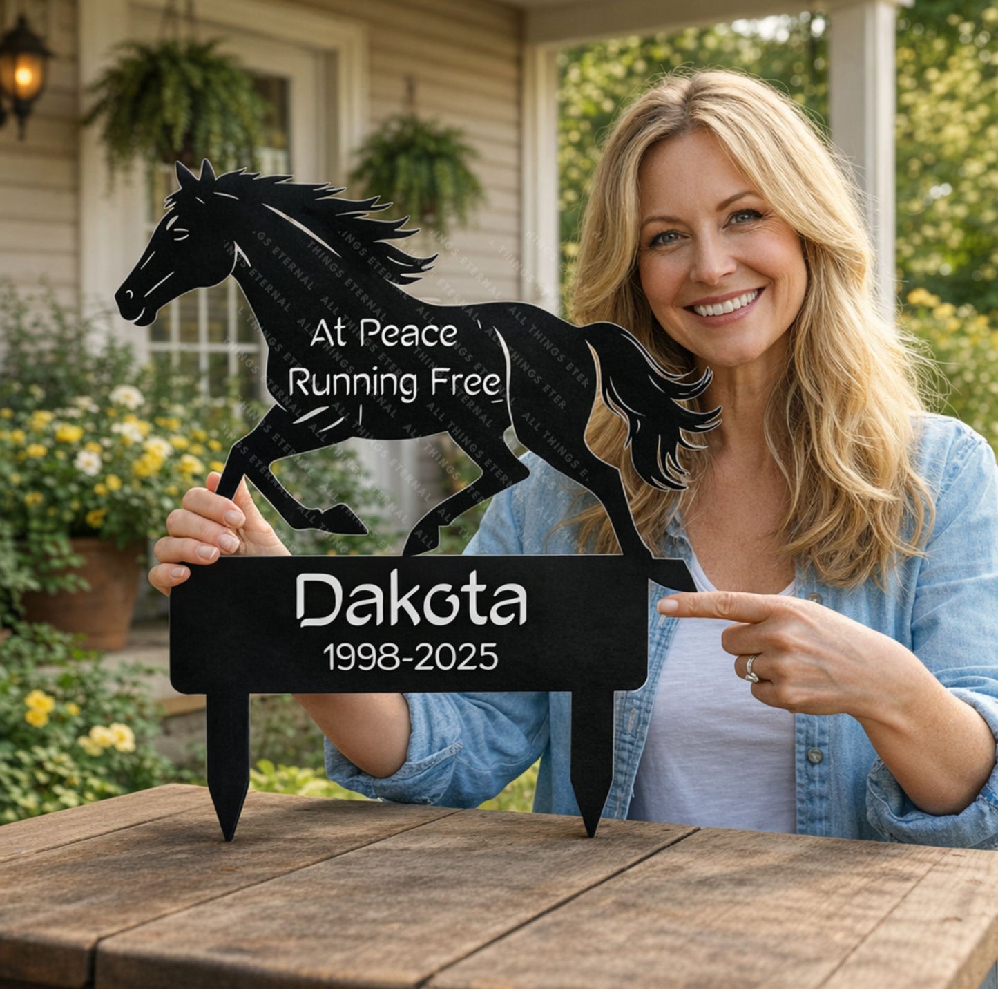 Horse Memorial Metal Grave Marker – Custom Personalized Tribute Sign