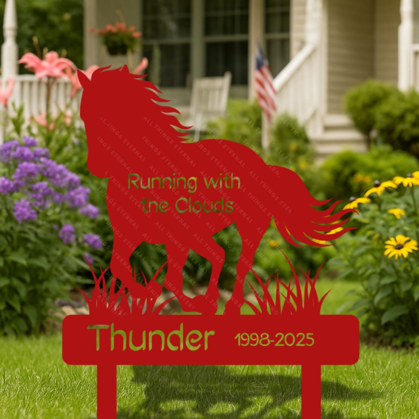 Custom Horse Memorial Metal Grave Marker – Personalized Tribute Sign