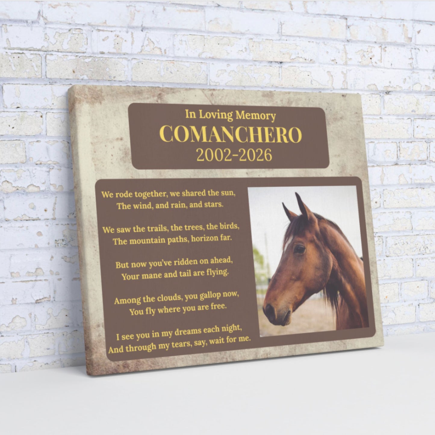 Custom Horse Memorial Canvas with Photo – Tribute Gifts Horse Lovers