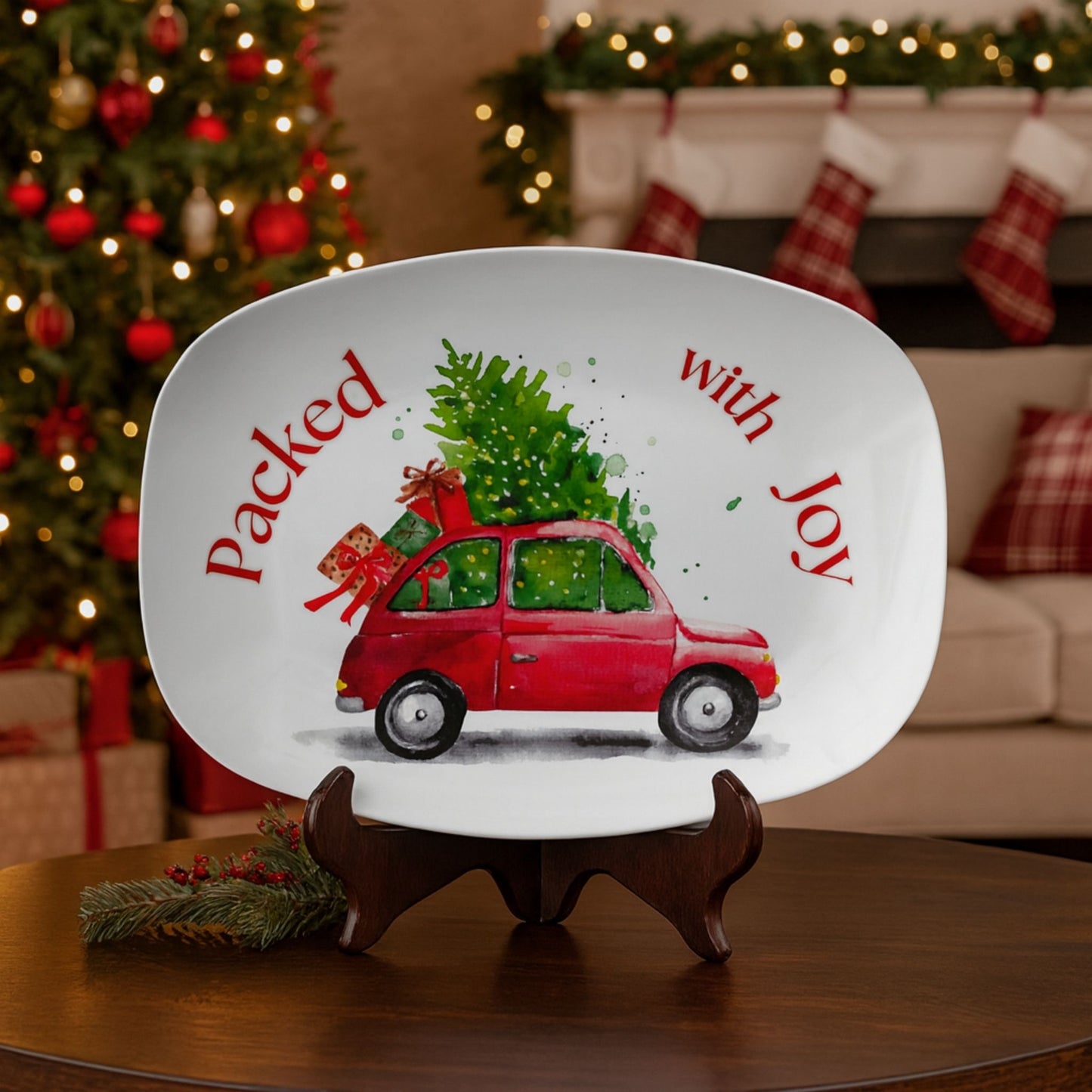 Pack with Joy Christmas Serving Tray – Festive Holiday Platter