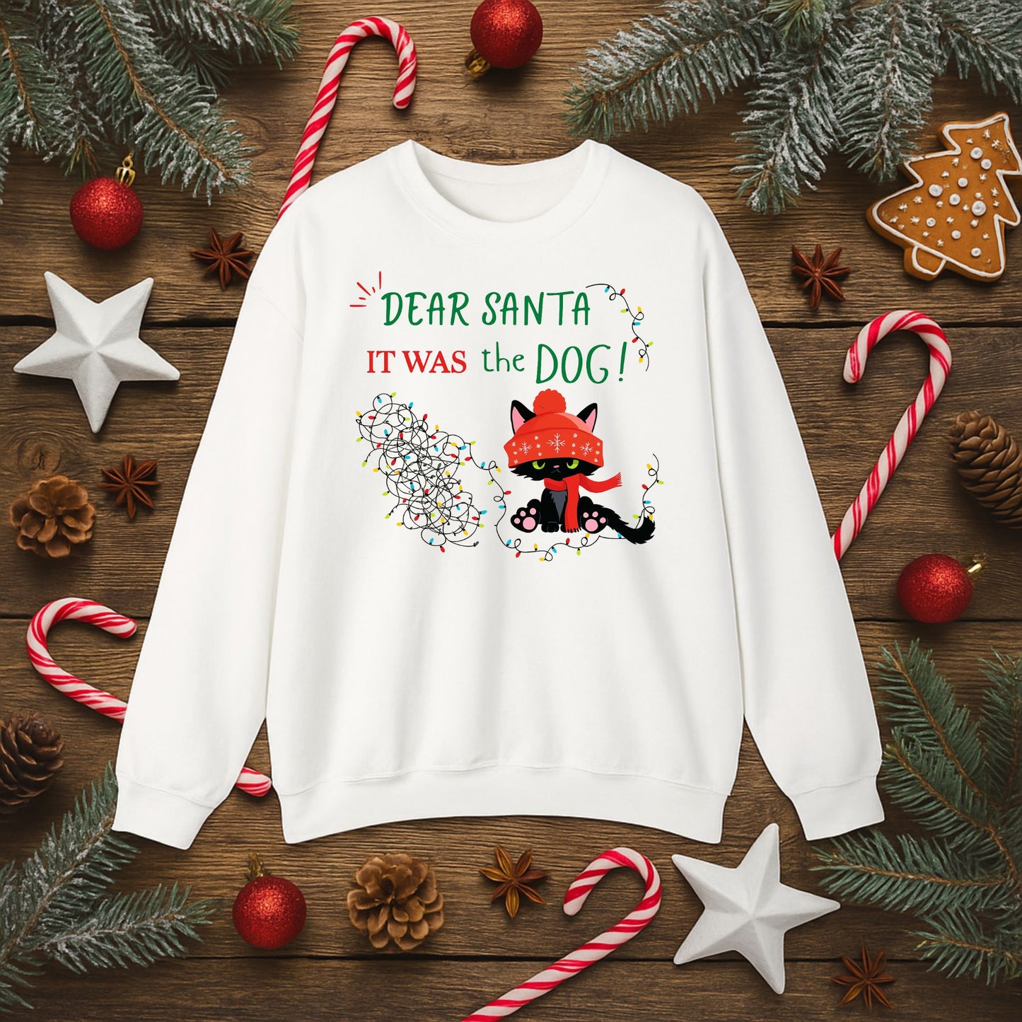 It Was the Dog Funny Cat Sweatshirt – Cozy Holiday Christmas Gift