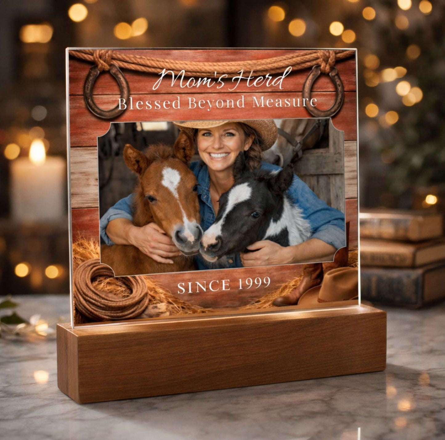 Mom's Herd Blessed Beyond Measure Photo Plaque – Personalized Horse Gift