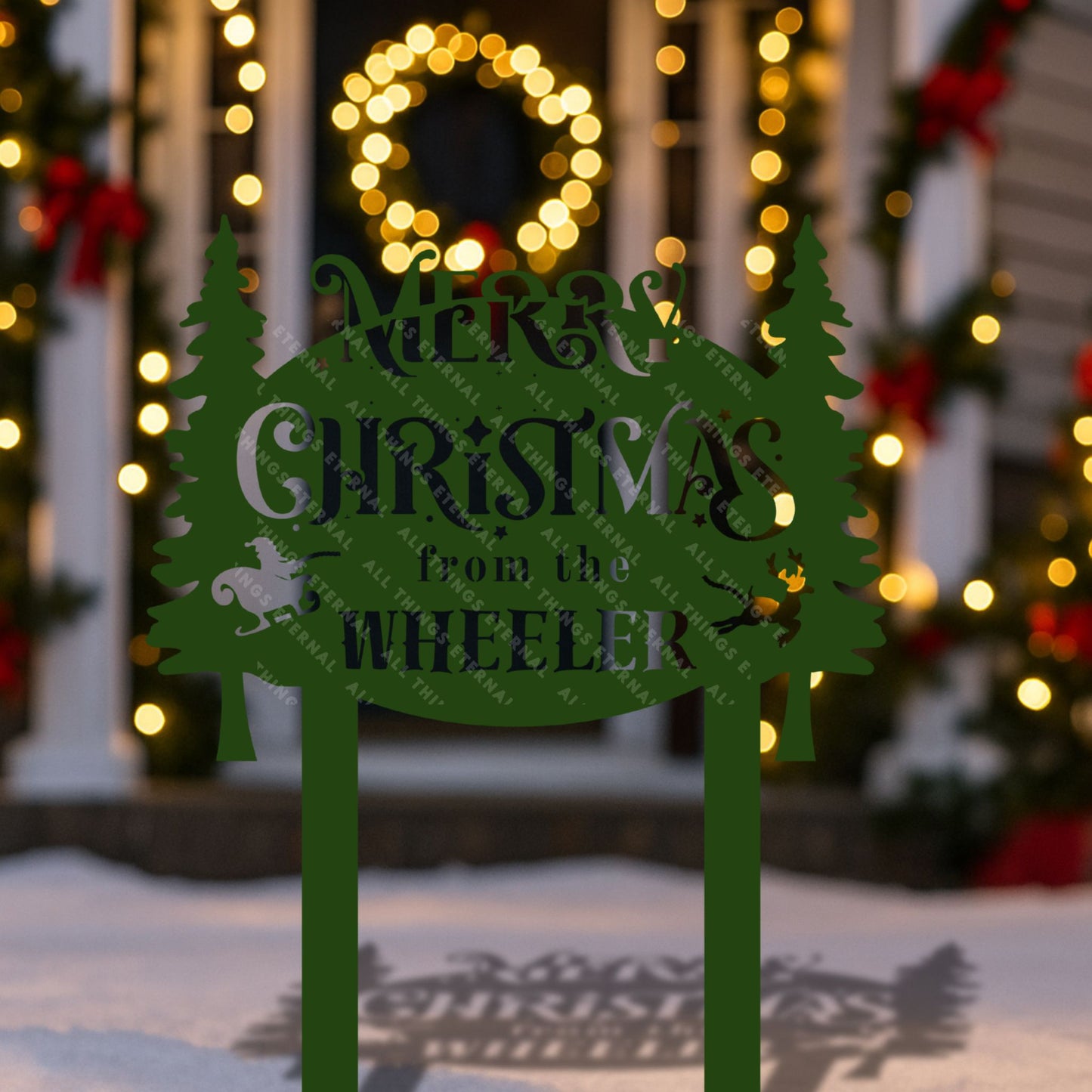 Personalized Merry Christmas Metal Yard Sign – Custom Holiday Garden Decor