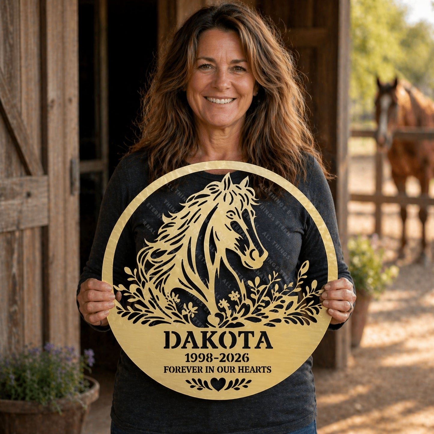 Personalized Horse Memorial Metal Sign | Custom Name Barn Decor Gift