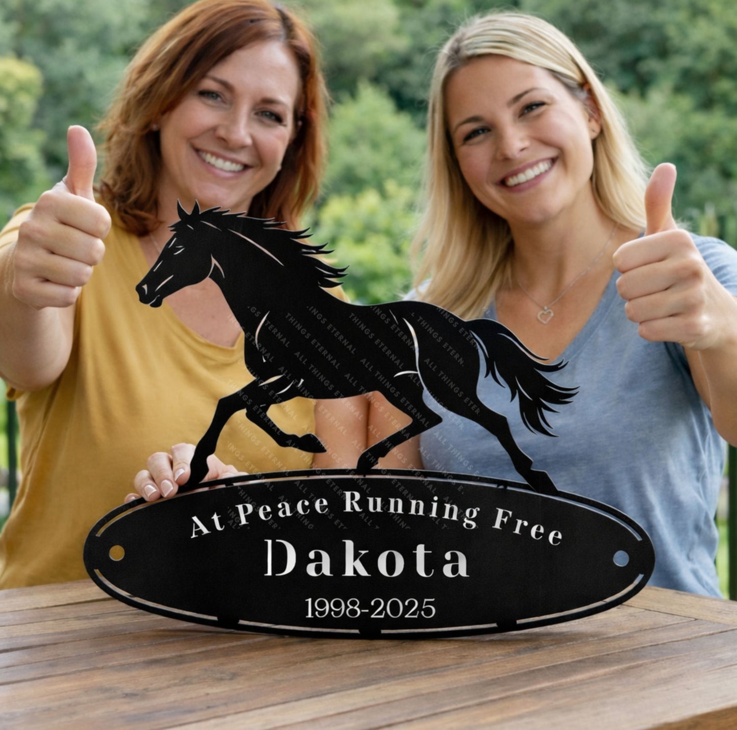 Custom Horse Memorial Metal Sign – Personalized Equine Tribute with Name & Dates