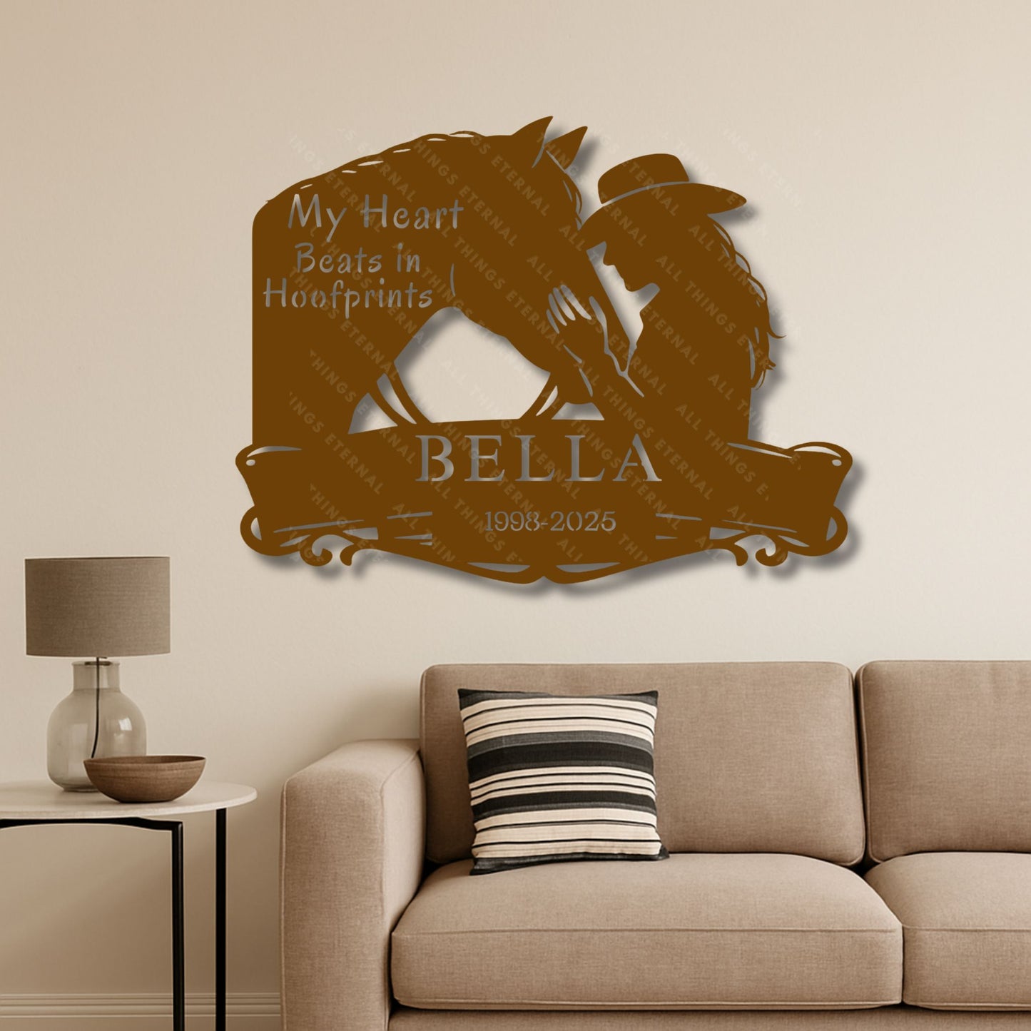 Personalized Horse Memorial Metal Sign – My Heart Beats in Hoofprints