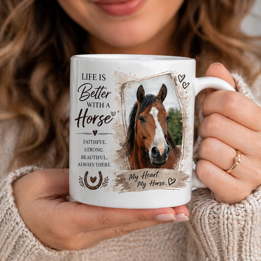 Custom Horse Photo Mug – Personalized Gift for Horse Lovers
