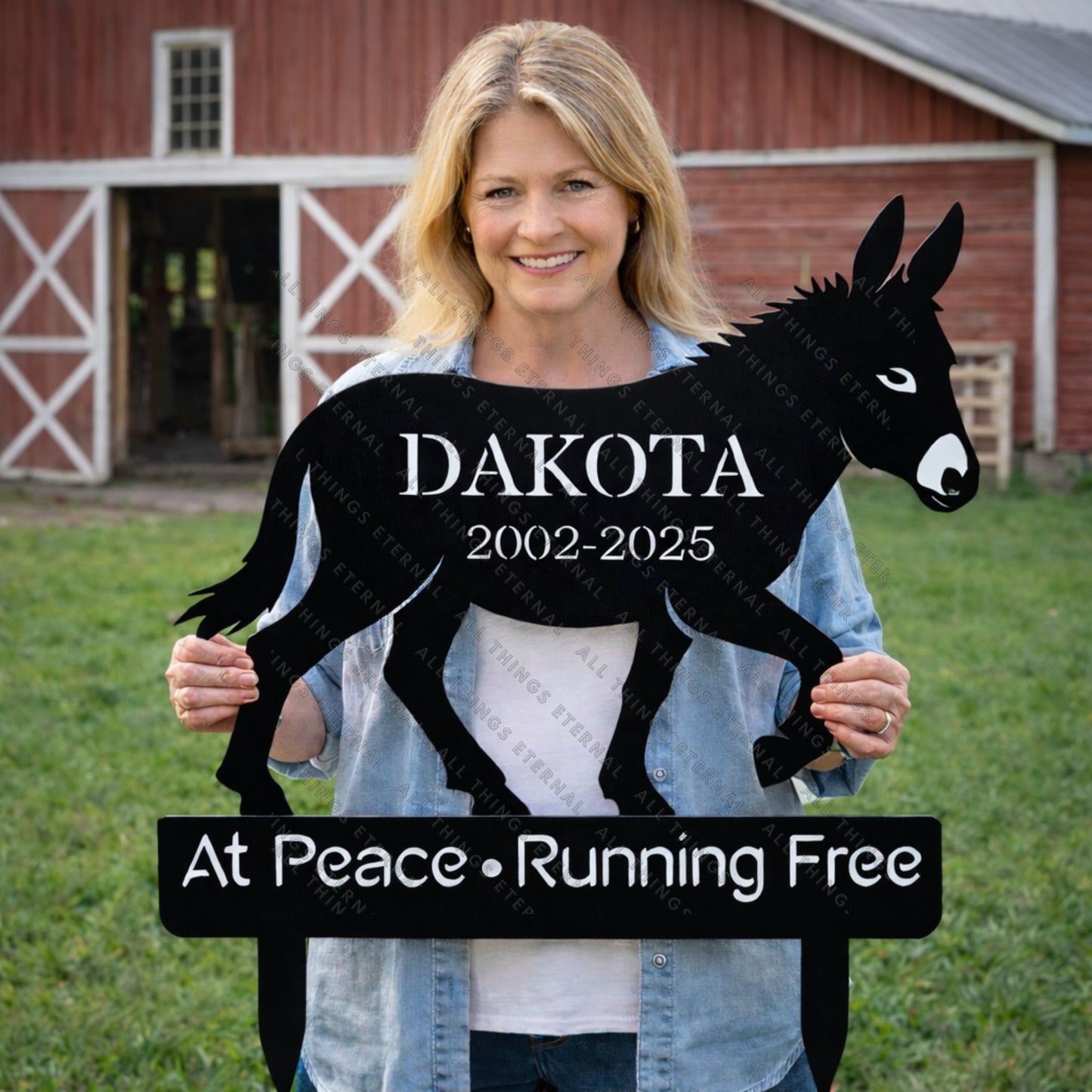 Personalized Donkey Memorial Metal Garden Yard Sign Decor