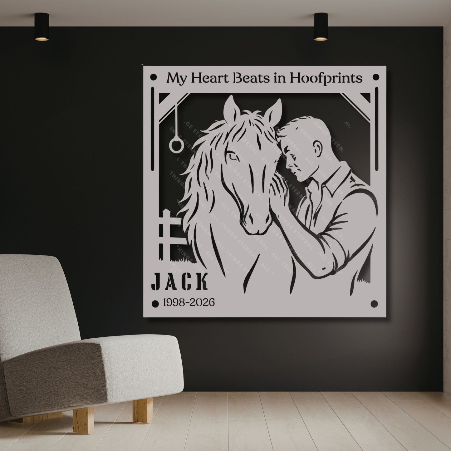 Personalized Horse Memorial Metal Sign – My Heart Beats in Hoofprints