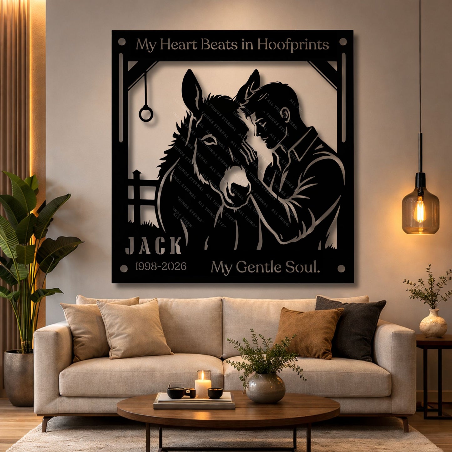 Personalized Donkey Memorial Metal Sign – My Heart Beats in Hoofprints