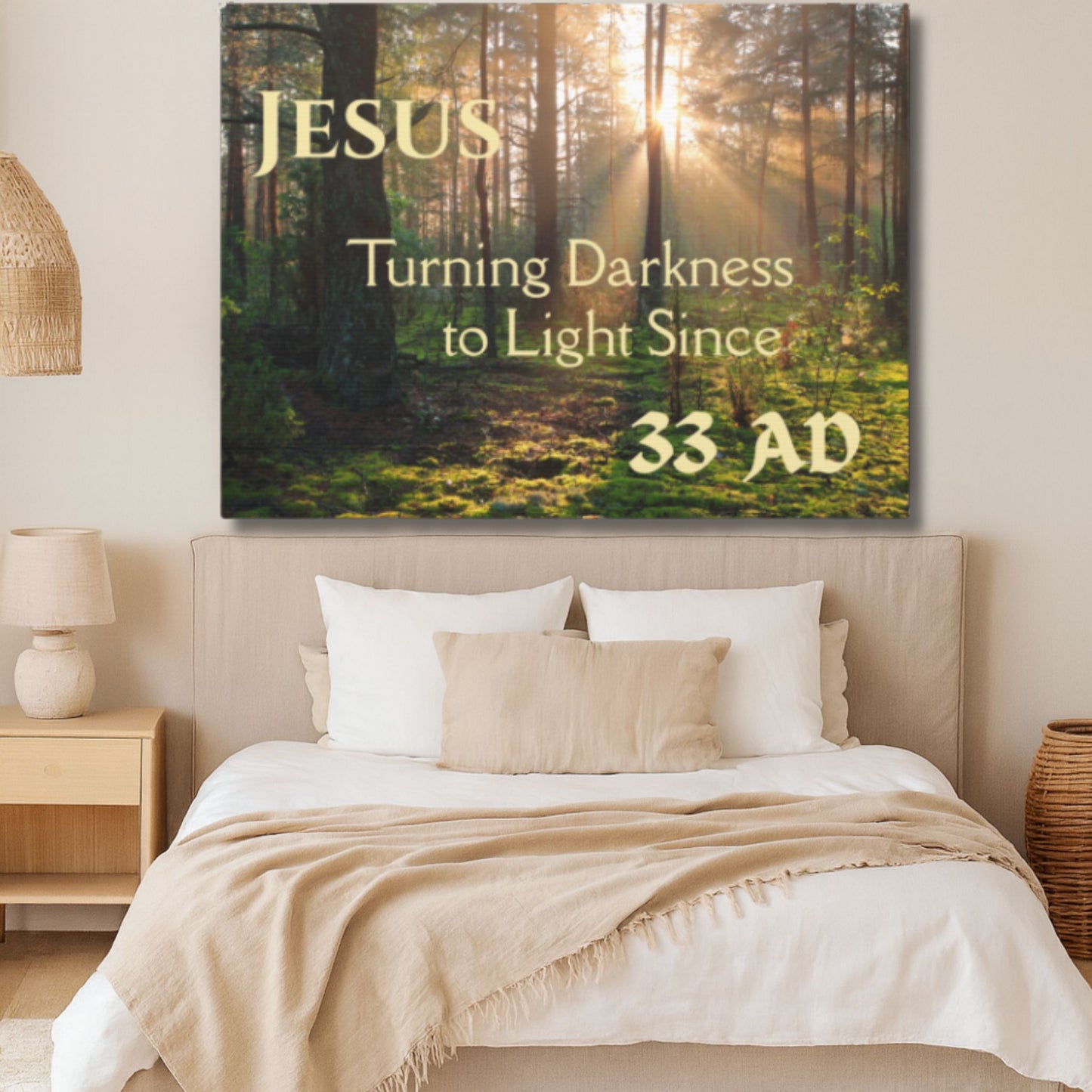 Jesus Turning Darkness to Light Canvas | Christian Christmas Wall Art