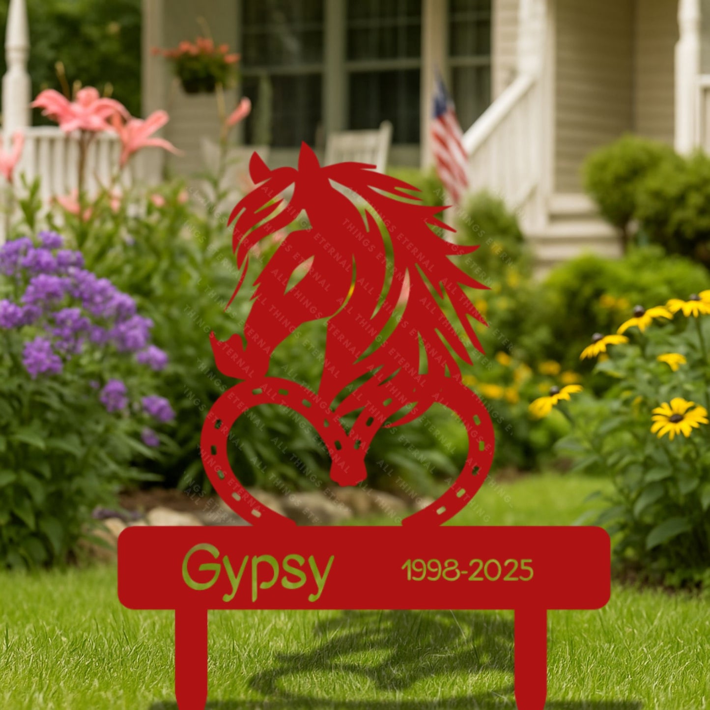 Personalized Horse Memorial Metal Grave Marker | Custom Tribute Sign