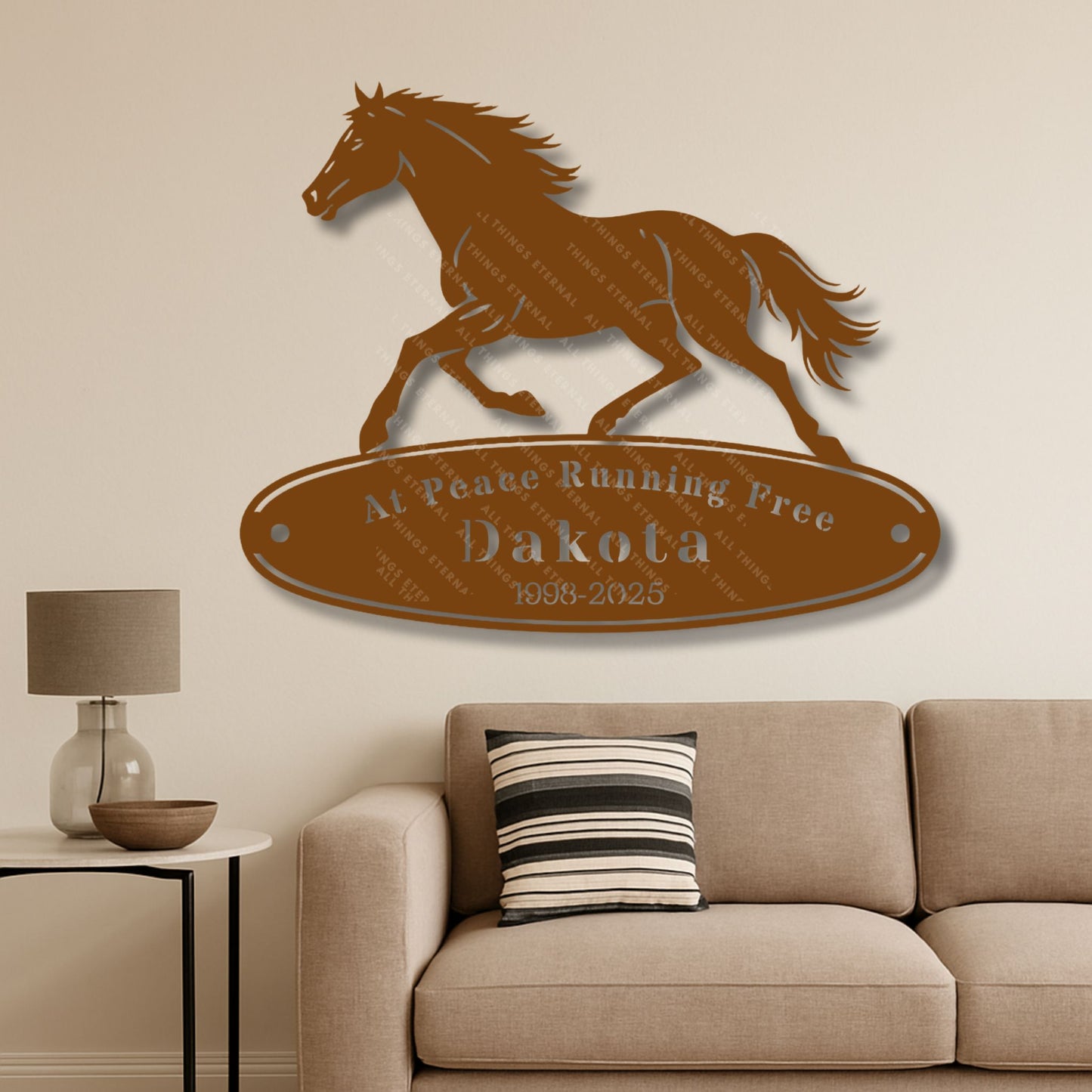 Custom Horse Memorial Metal Sign – Personalized Equine Tribute with Name & Dates