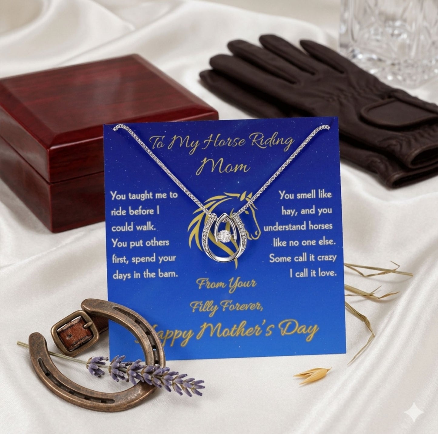 To My Horse Mom - Lucky Horseshoe Necklace - Mother's Day Gift