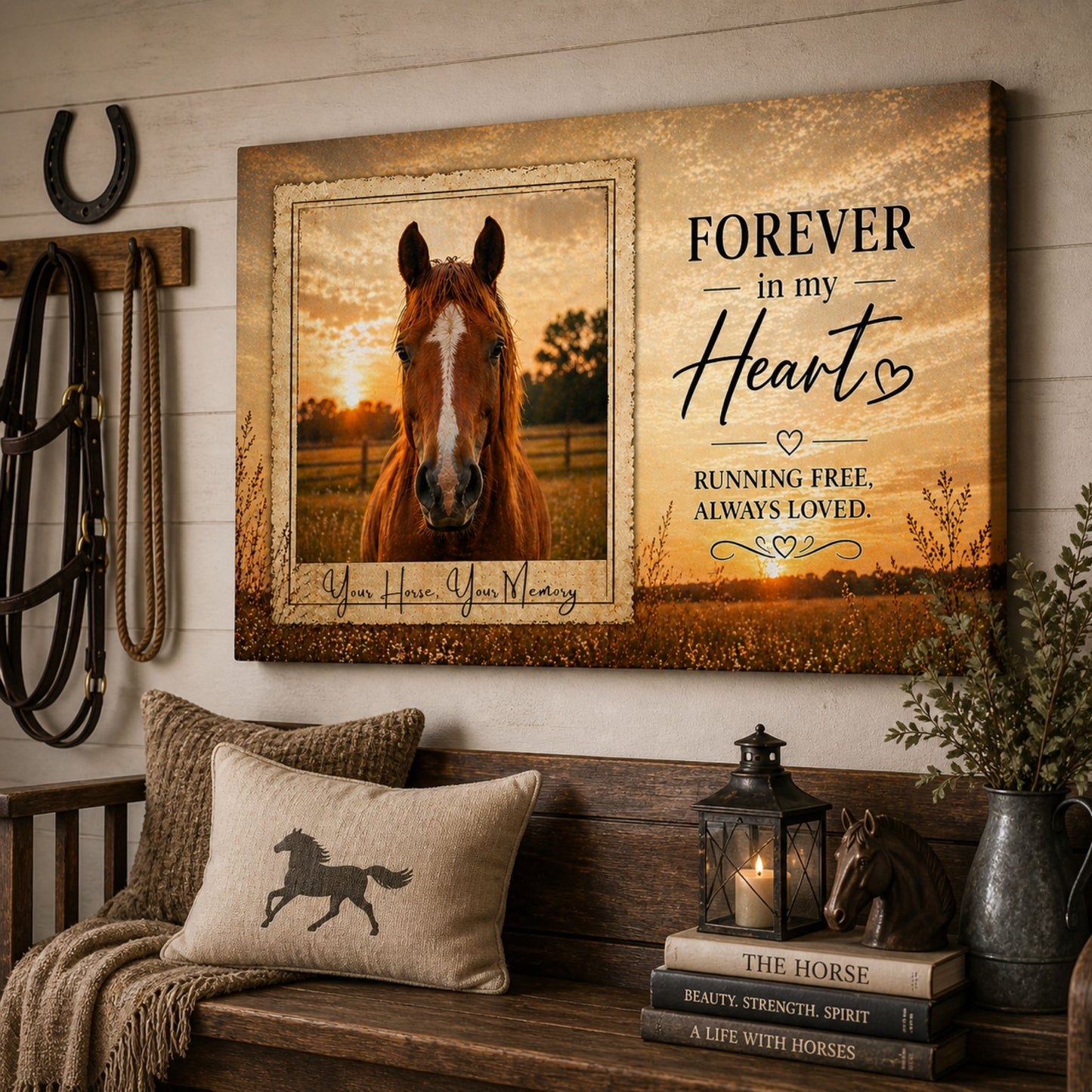 Personalized Horse Memorial Canvas | Custom Photo Gift for Horse Lovers