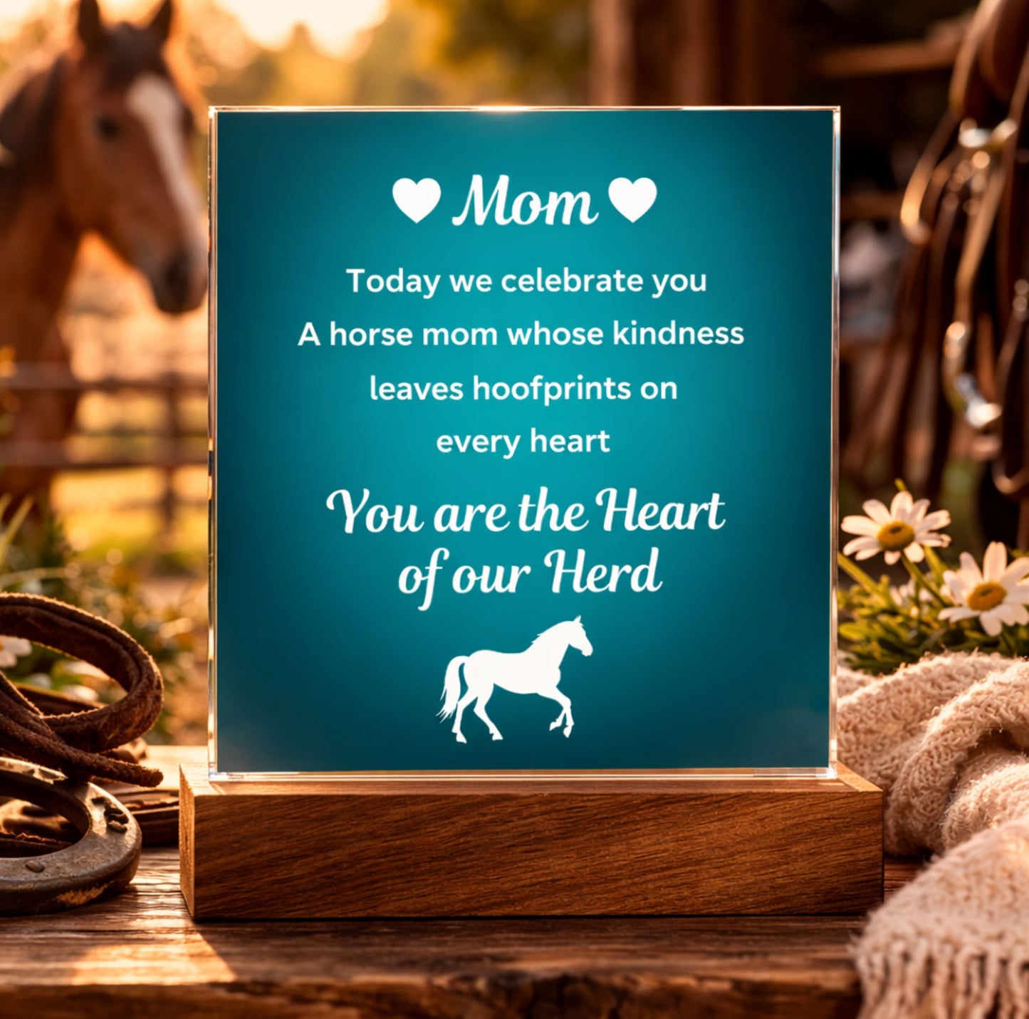 To My Horse Mom – Heart of Our Herd Acrylic Plaque | Horse Lover Mother's Day Gift
