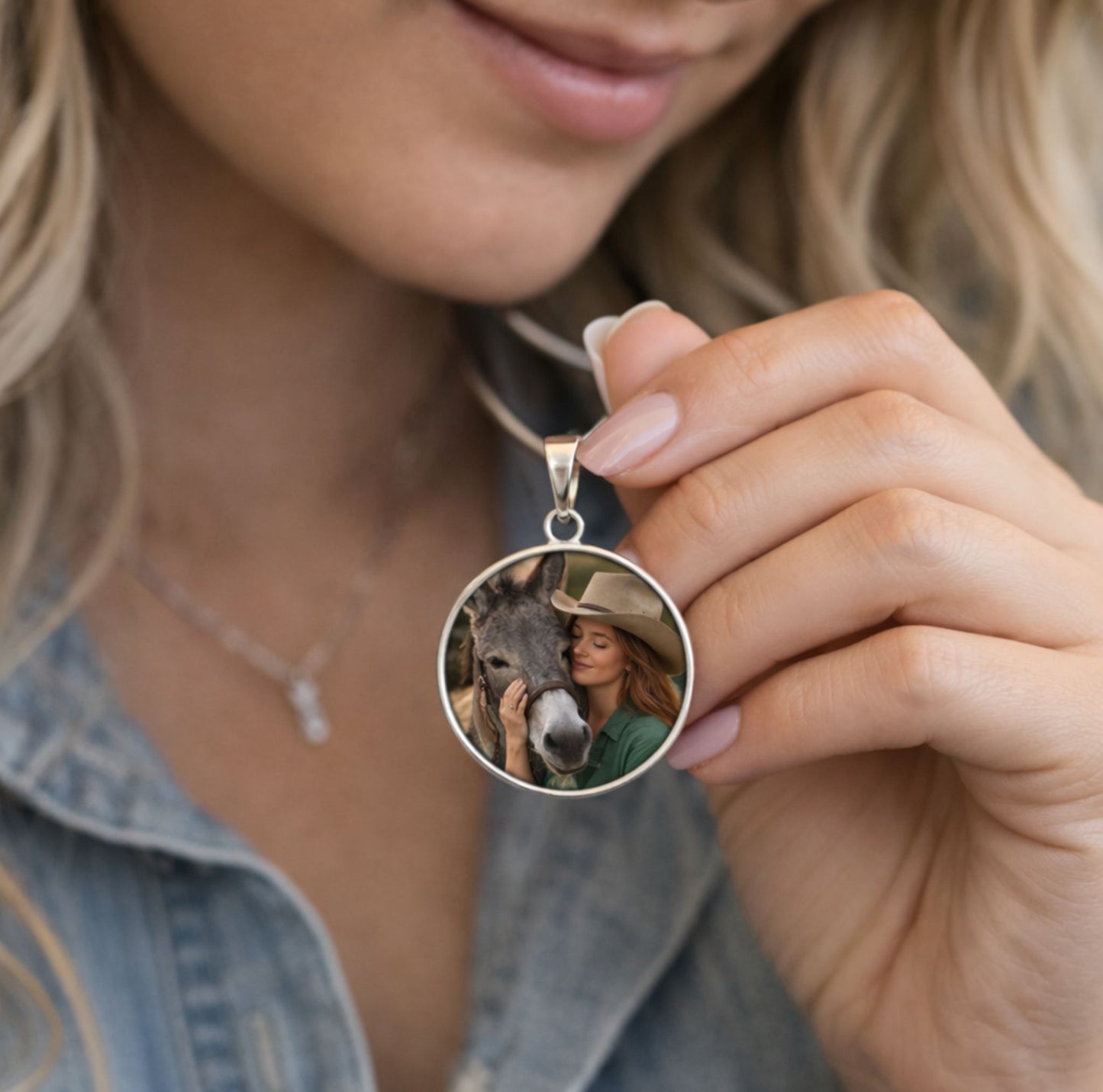 Personalized Donkey Photo Necklace – Donkey Memorial Gift
