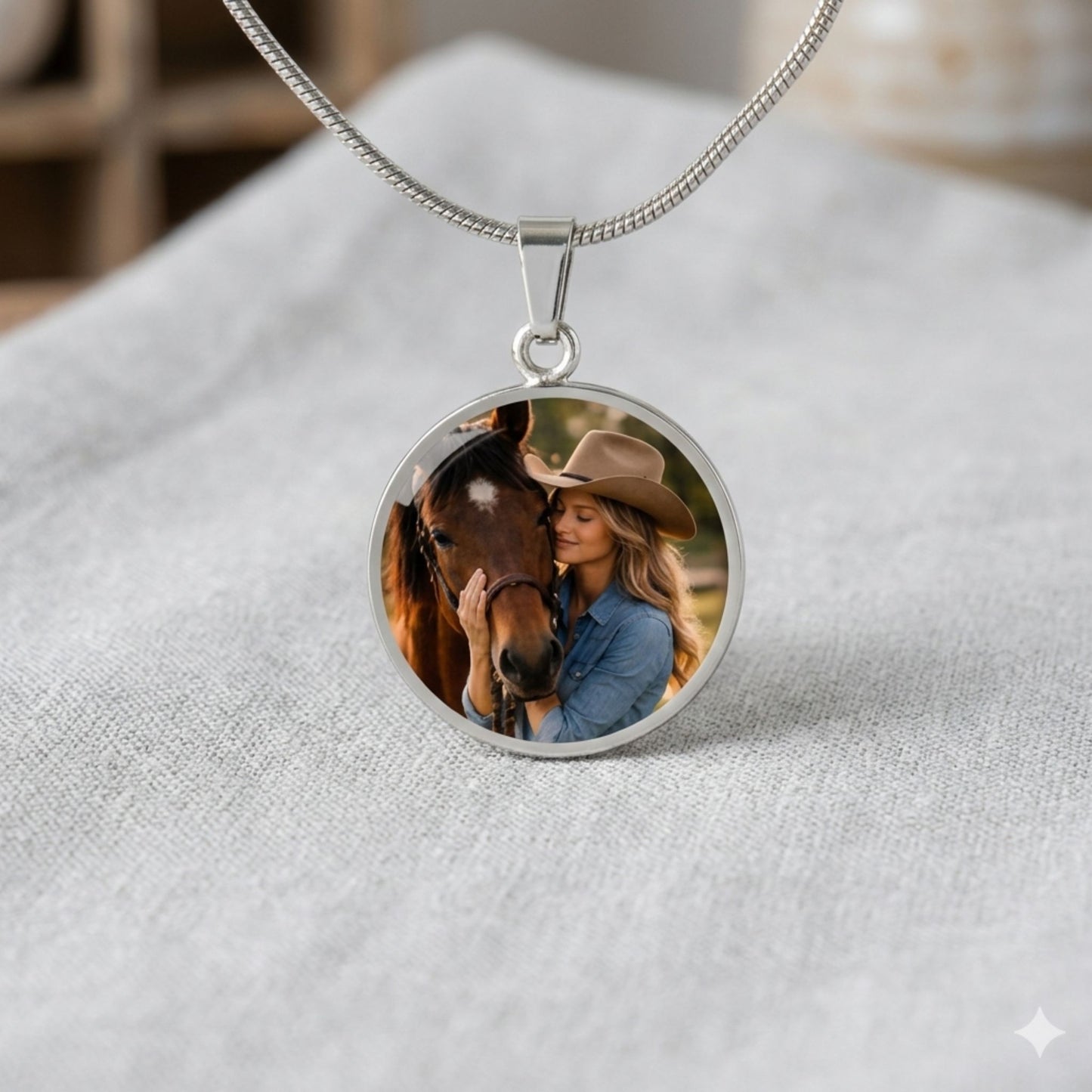Personalized Horse Photo Necklace – Memorial Gift for Horses