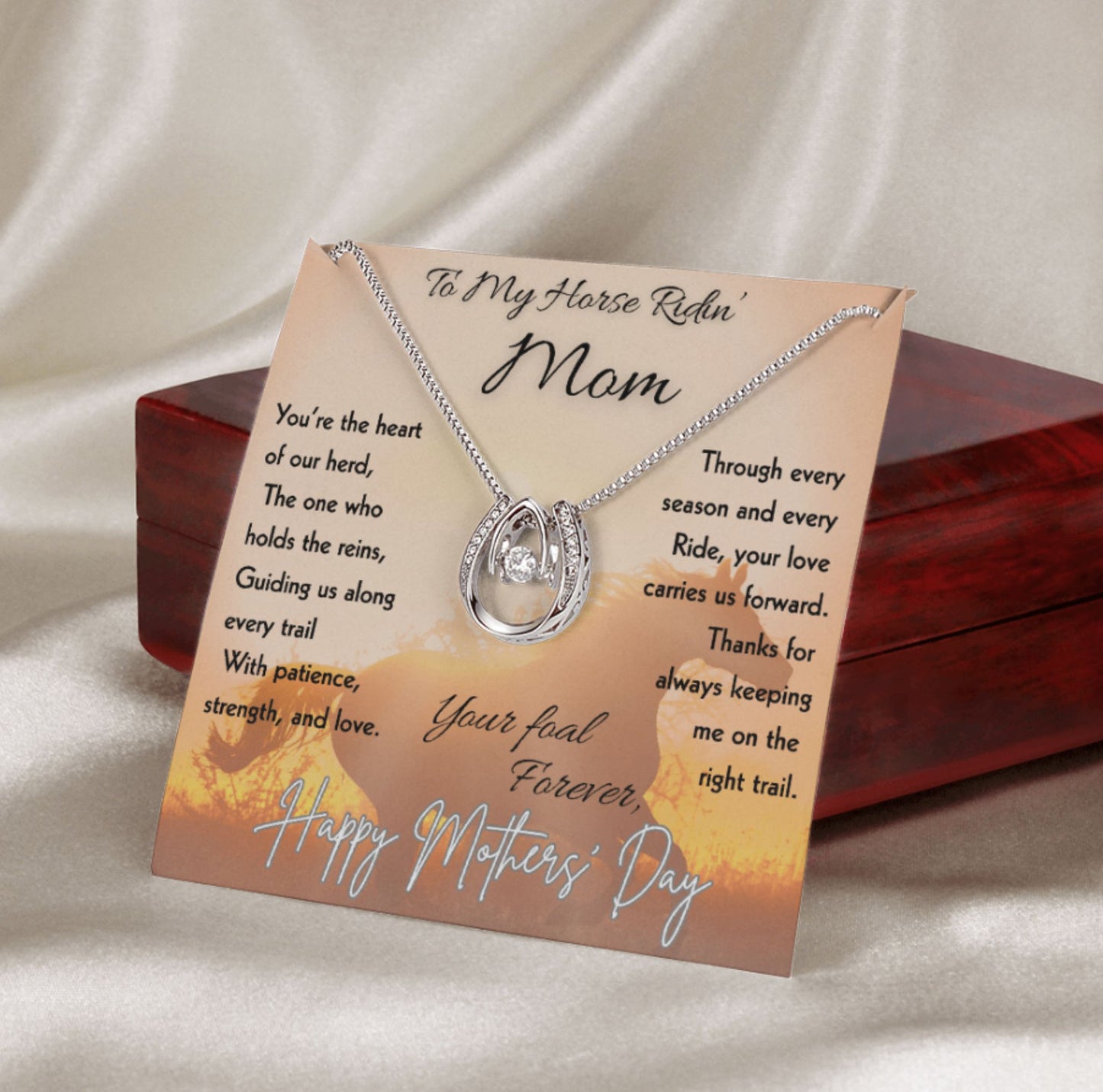 To My Horse Ridin' Mom Necklace – Horse Lover Gift for Mom | Mother's Day Jewelry
