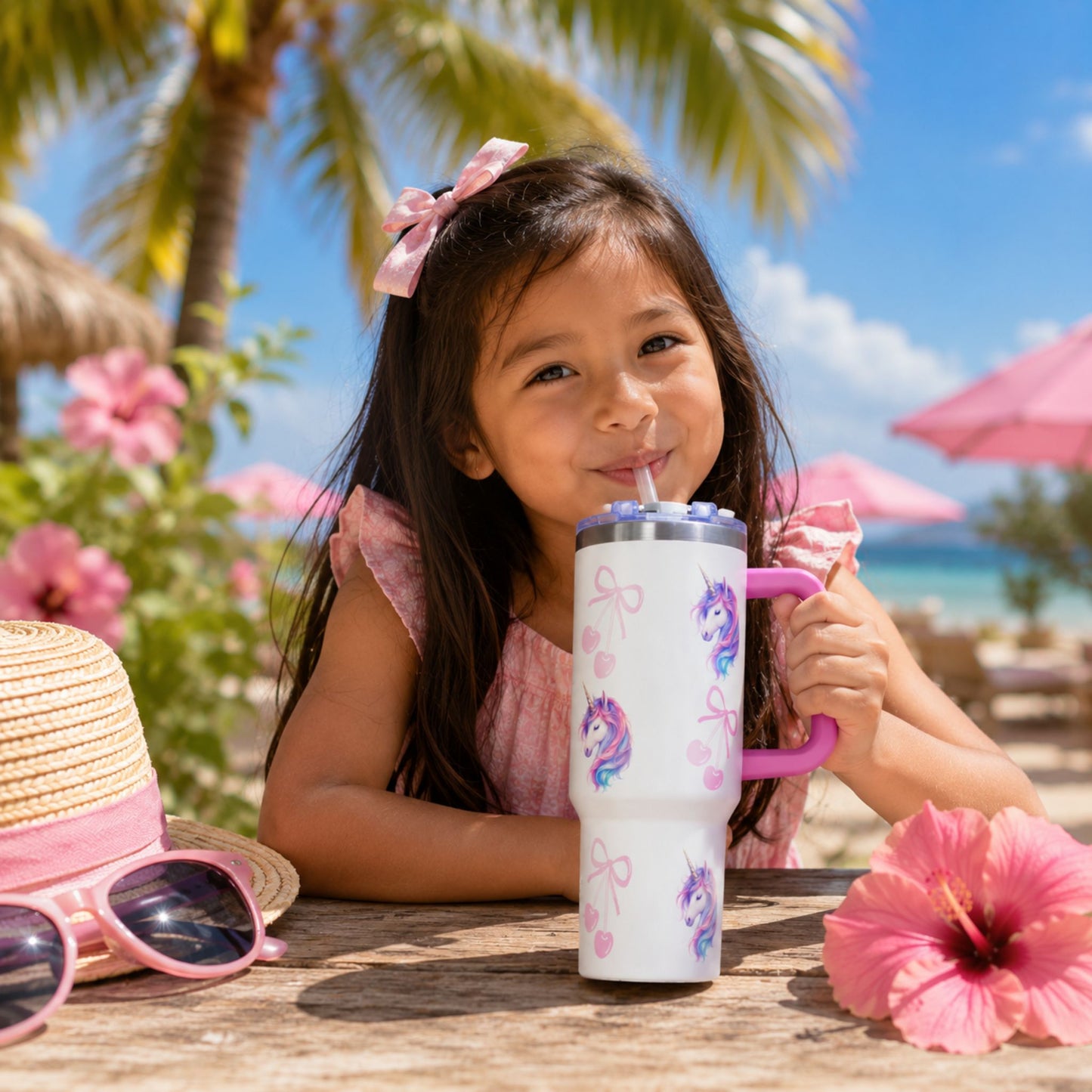 40oz Unicorn Pattern Vacuum Tumbler with Straw | Magical Pastel Travel Mug
