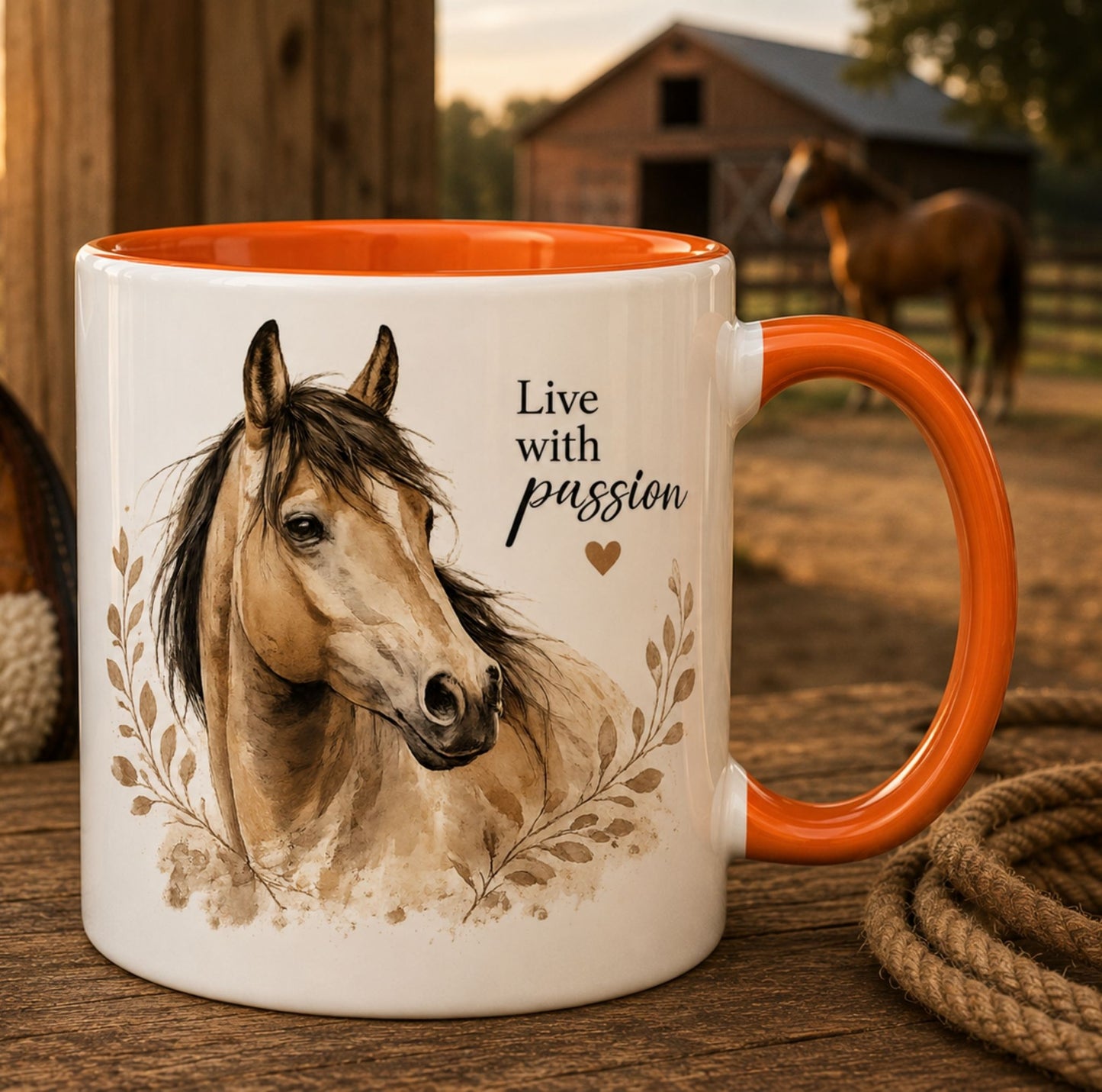 Horse Coffee Mug – Live with Passion Ceramic Mug Gift for Horse Lovers