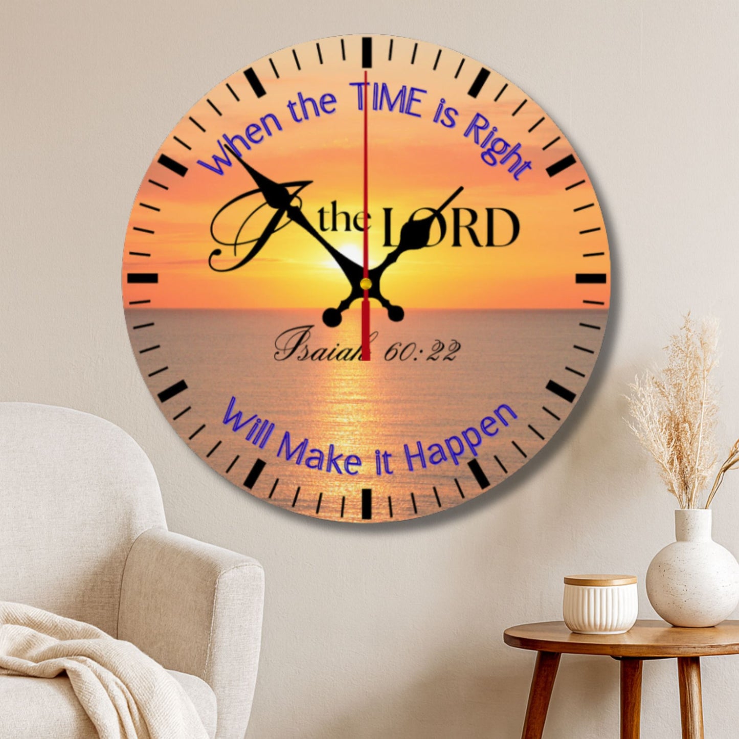 Christian Wall Clock – Isaiah 60:22 Scripture Sunrise Faith Decor