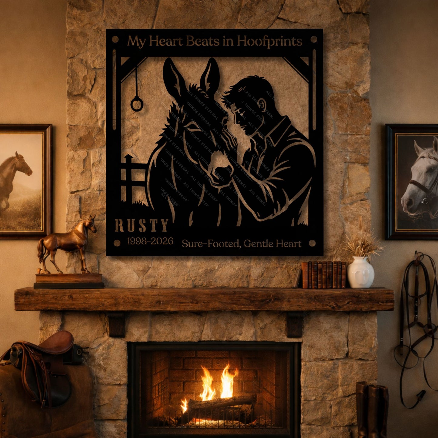 Personalized Mule Memorial Metal Sign – My Heart Beats in Hoofprints