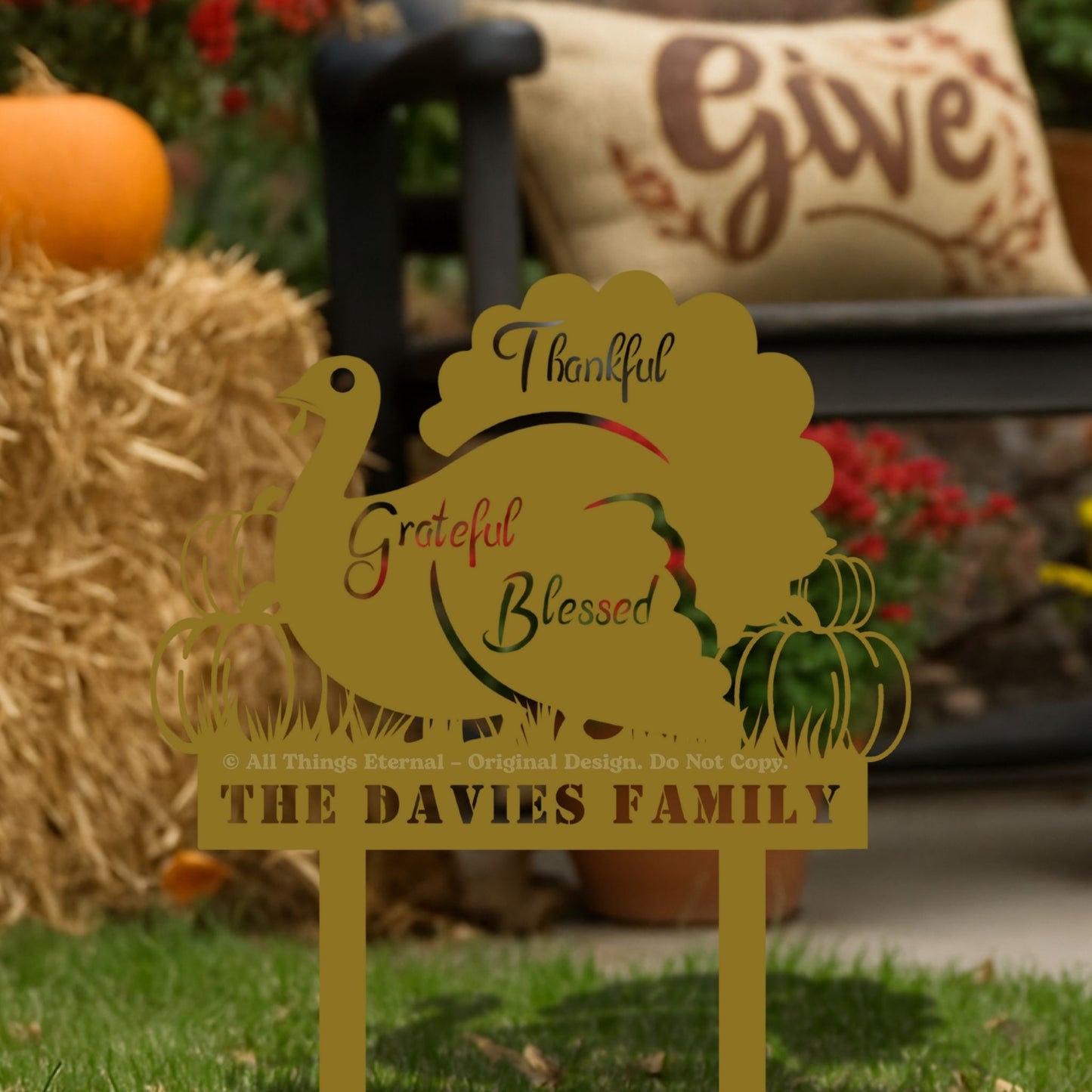 Thankful Grateful Blessed Fall Yard Decoration
