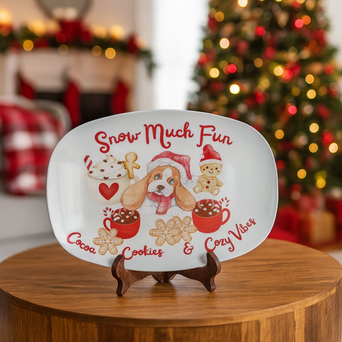 Snow Much Fun Christmas Serving Tray – Cocoa, Cookies & Cozy Vibes