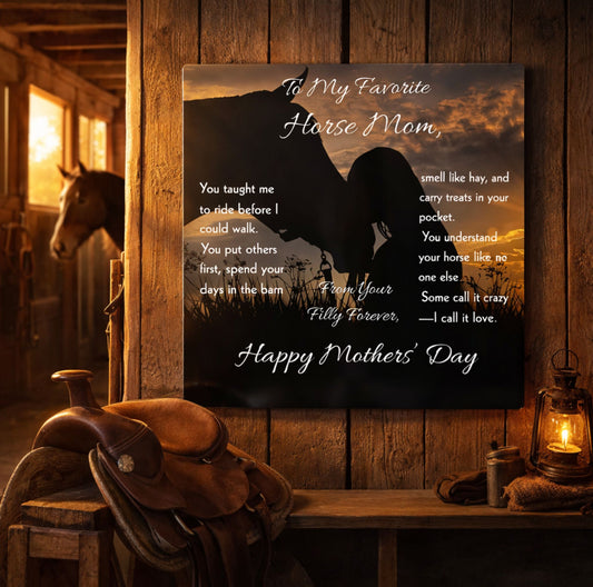 To My Favorite Horse Mom Metal Art Print – Mother's Day Horse Gift Decor