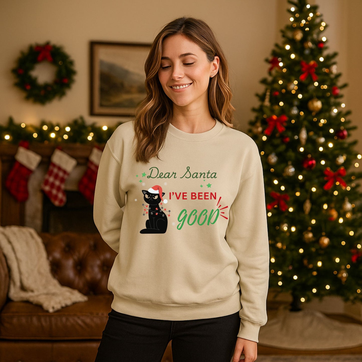 Funny Cat Christmas Sweatshirt – “I’ve Been Good” Holiday Crewneck