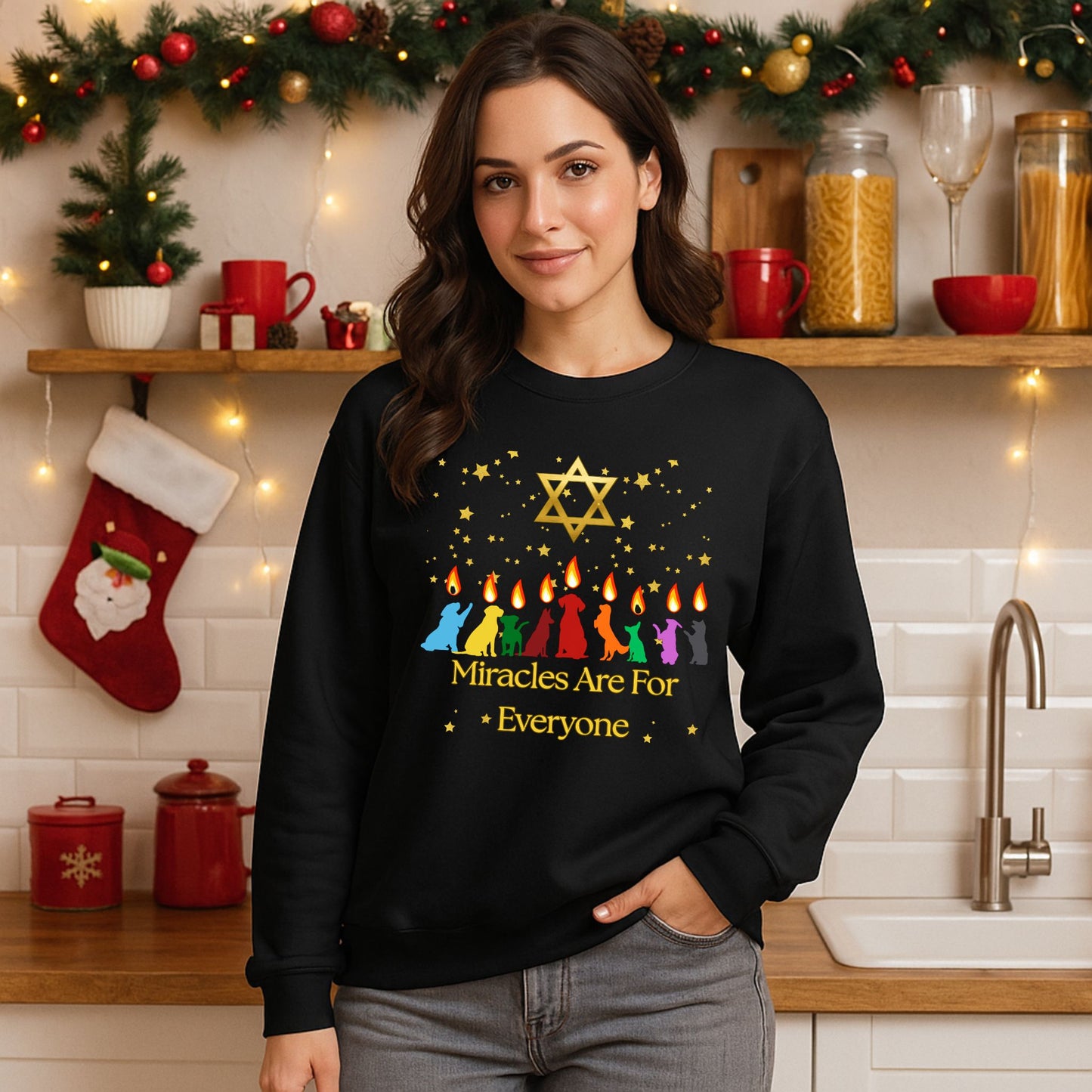 Miracles Are for Everyone Hanukkah Dog Sweatshirt | Unisex Jewish Sweater