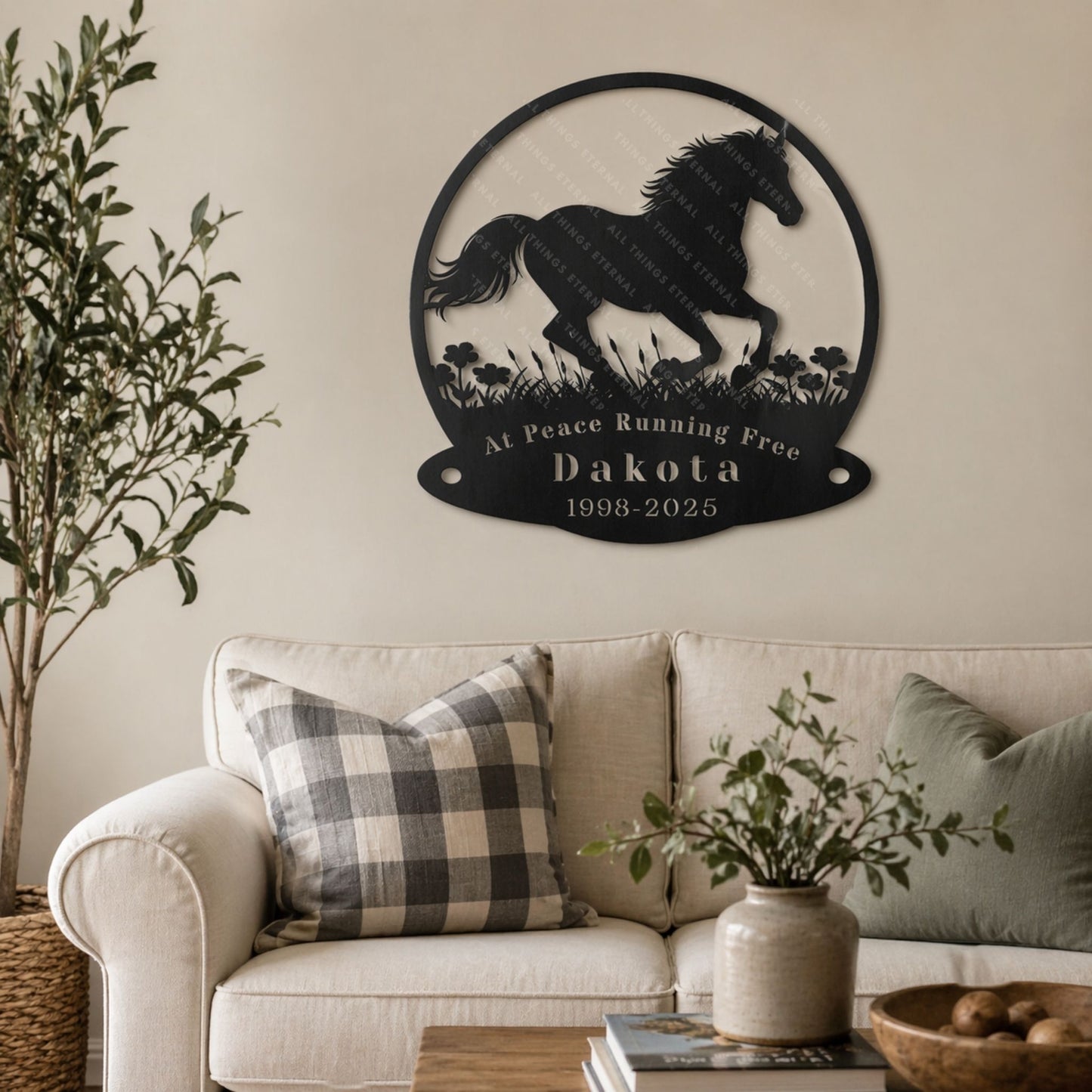Custom Horse Memorial Metal Sign – Personalized Tribute with Name & Dates