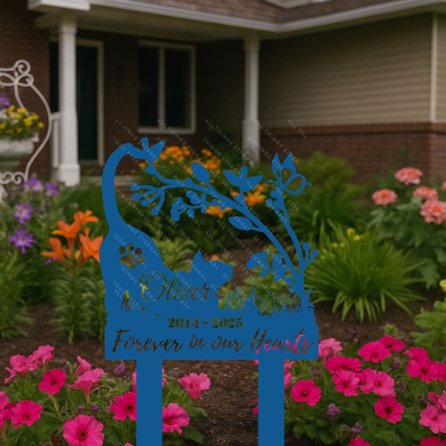 Custom Cat Memorial Stake: Metal Garden Grave Marker, Pet Remembrance