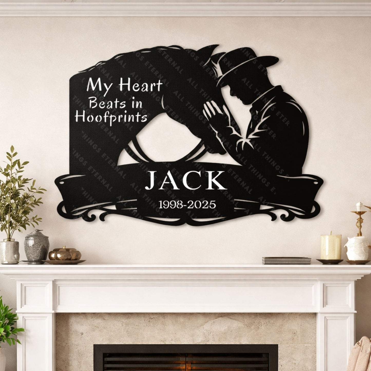 Custom Name Horse Memorial Metal Sign – My Heart Beats in Hoofprints