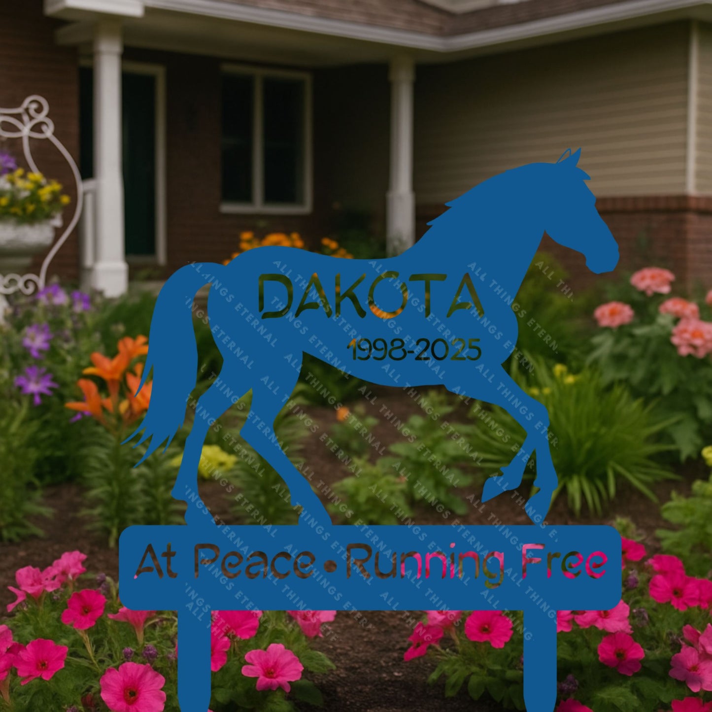 Custom Horse Memorial Garden Stake – Personalized Metal Grave Marker