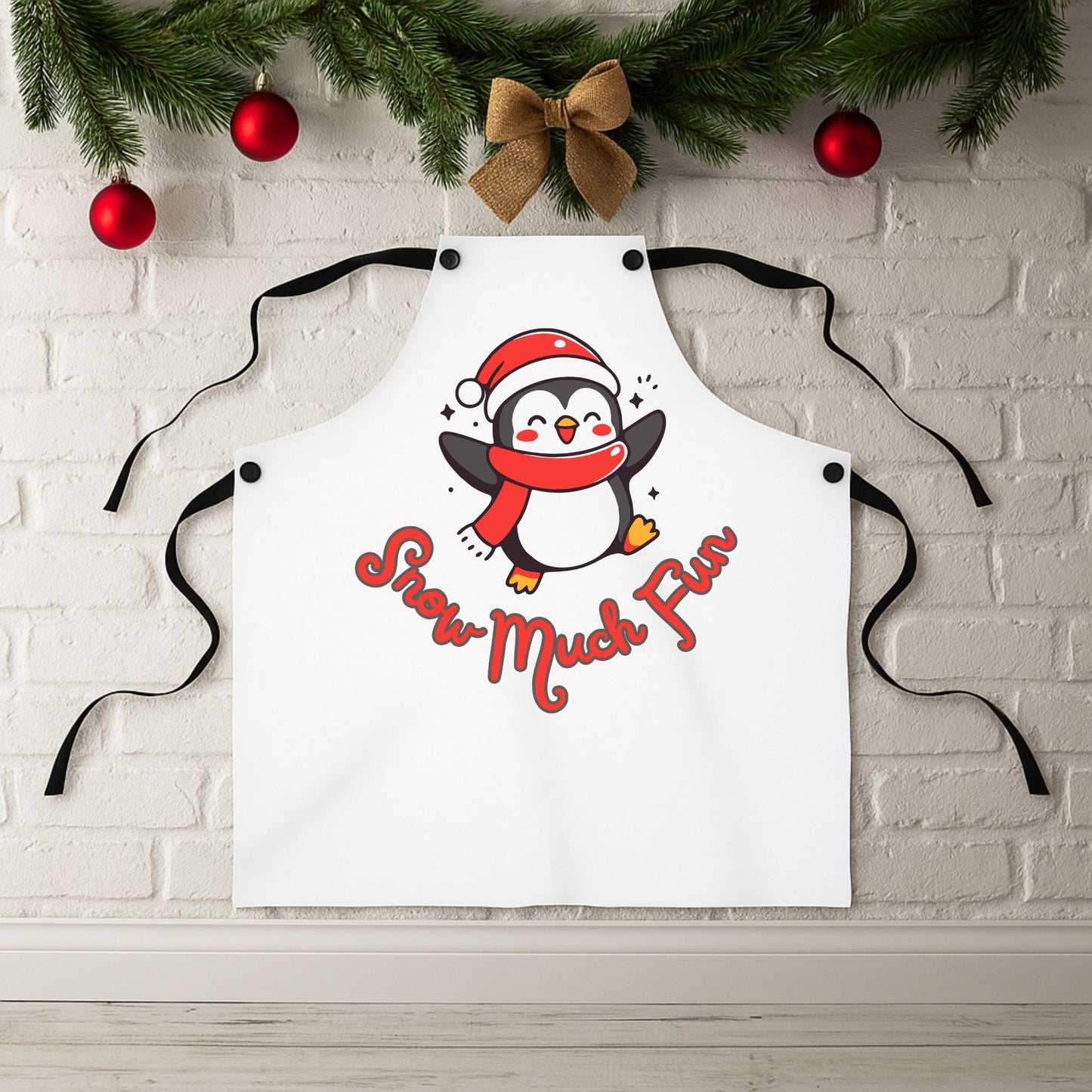 Snow Much Fun Penguin Apron – Cute Christmas Cooking Kitchen Apron
