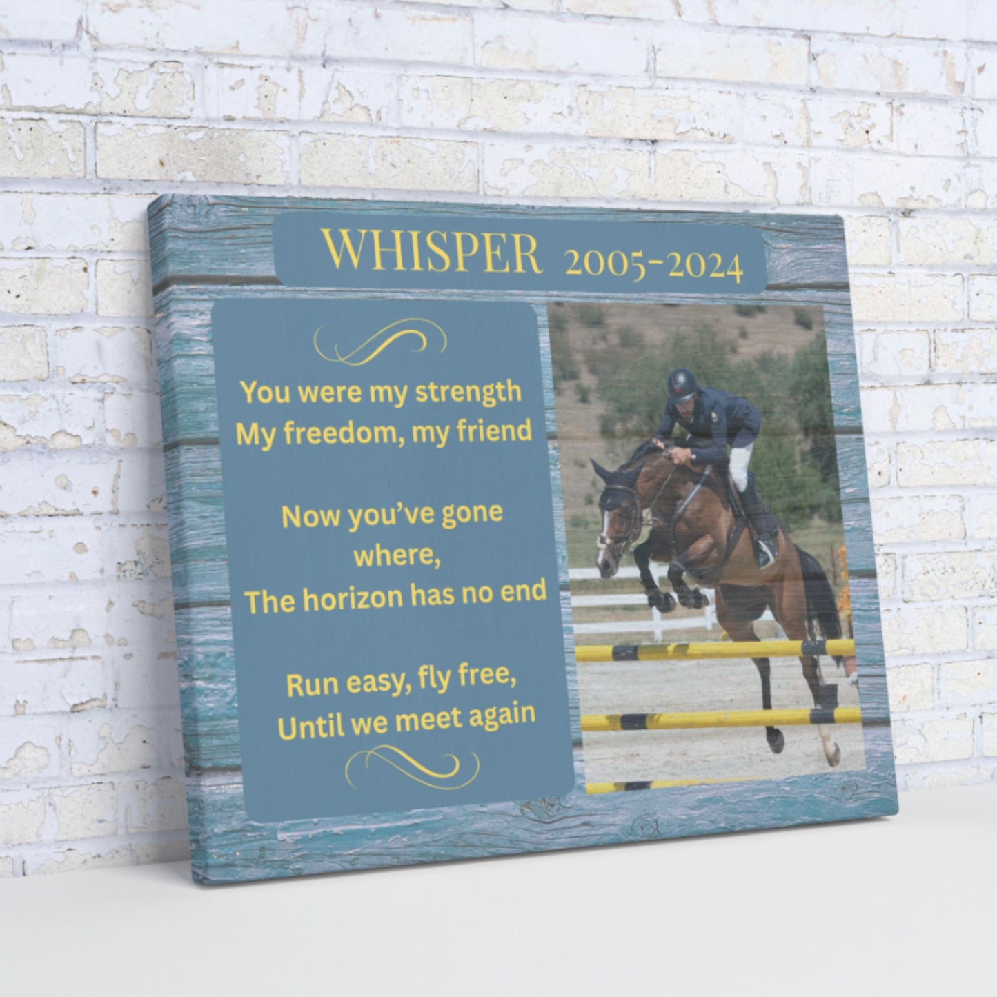 Custom Horse Memorial Canvas with Photo – Riding Companion Tribute Gifts