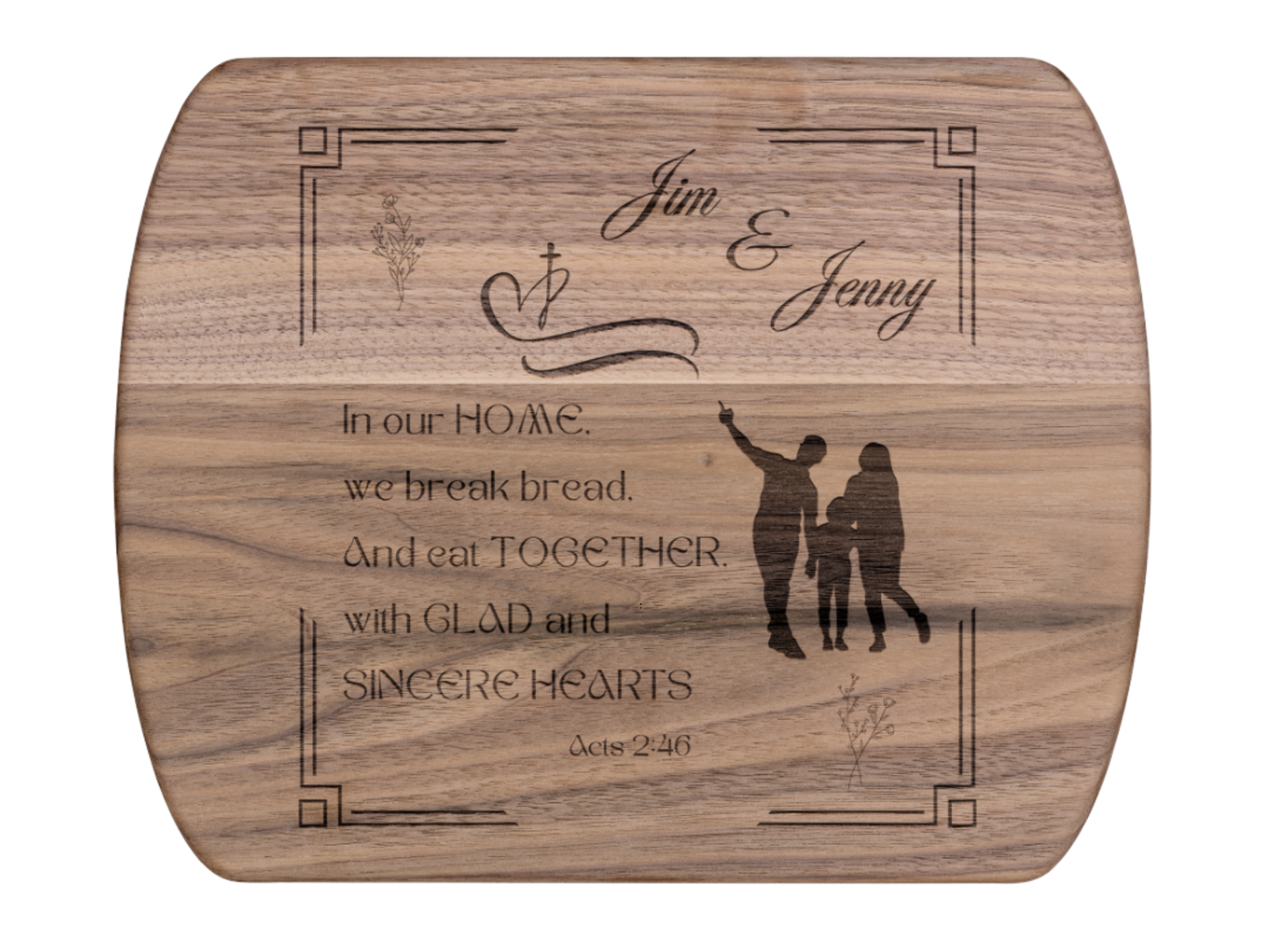 Personalized Christian Cutting Board – Acts 2:46  Religious Kitchen Decor Gifts