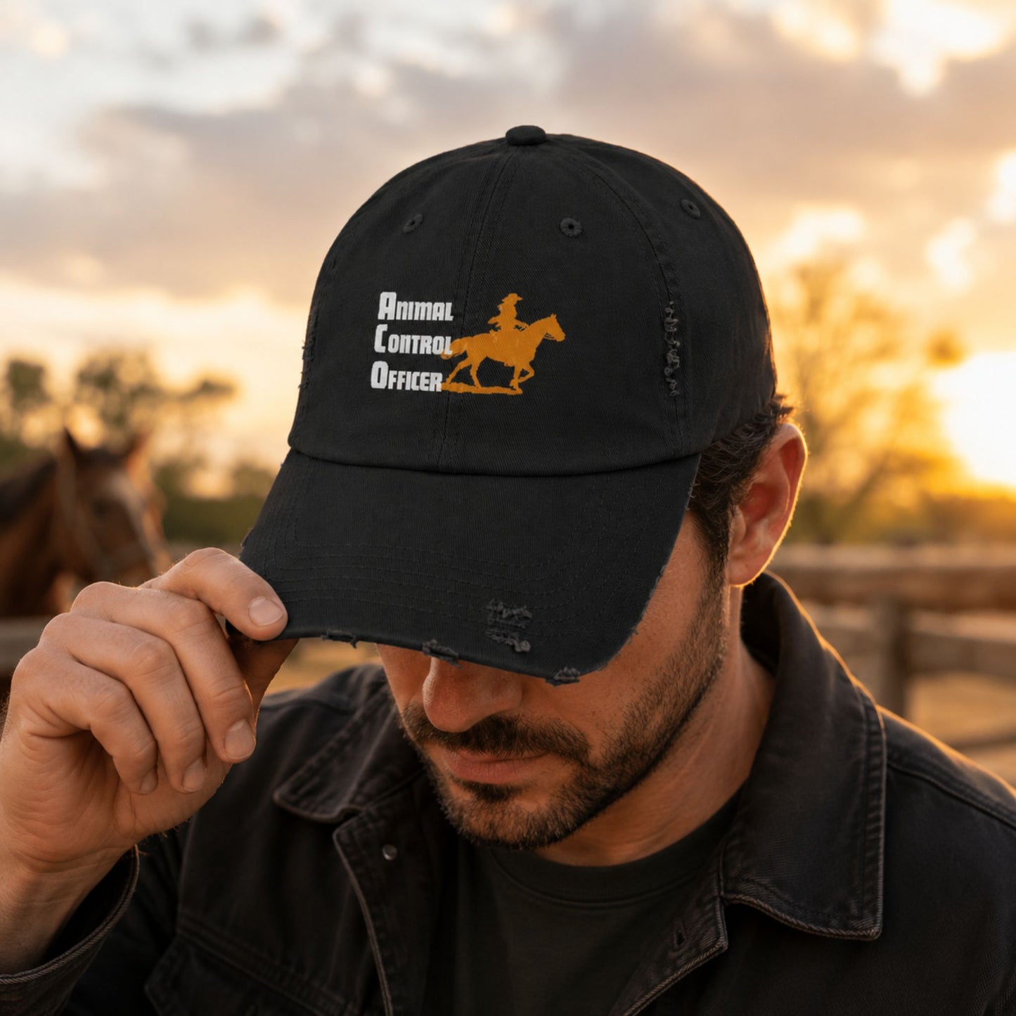 Animal Control Officer Distressed Horse Rider Baseball Cap For Horse Lovers