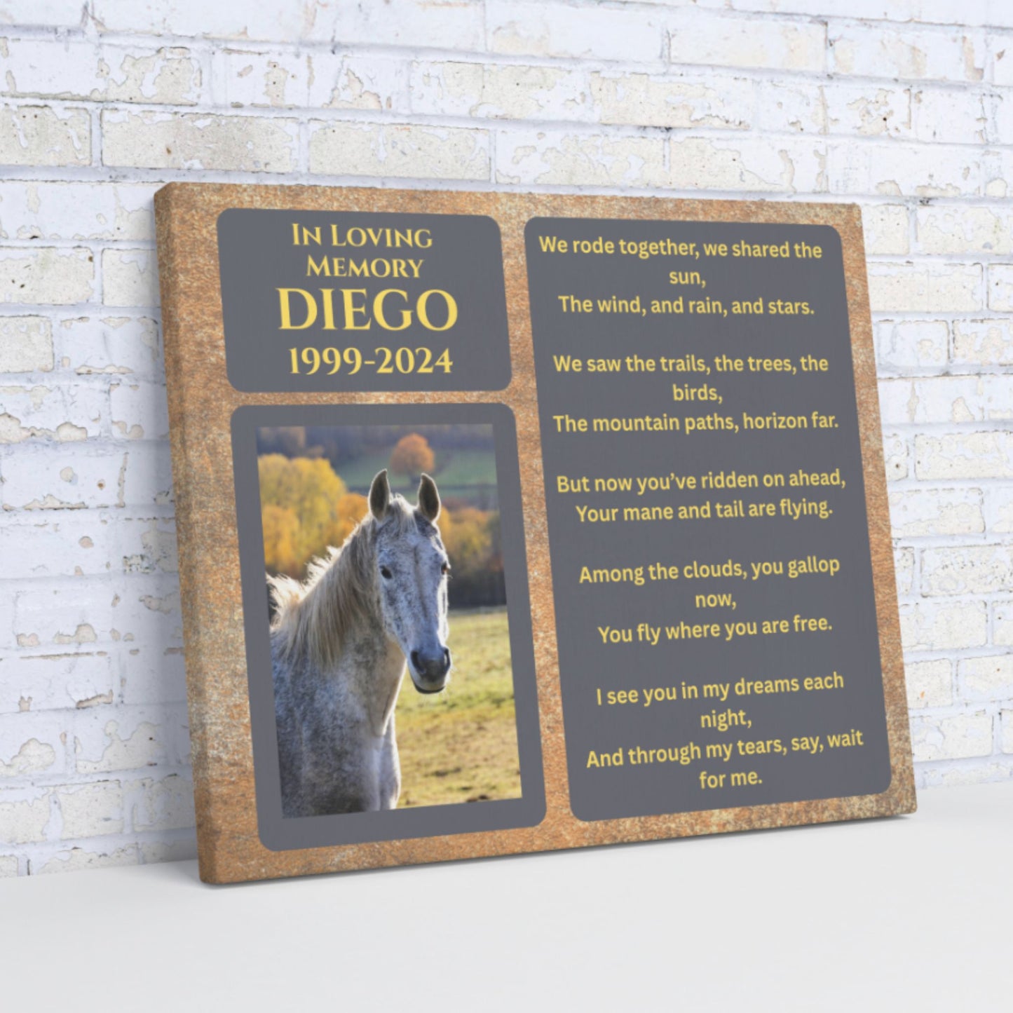 Personalized Horse Memorial Canvas Wall Art – Custom Photo & Name Tribute