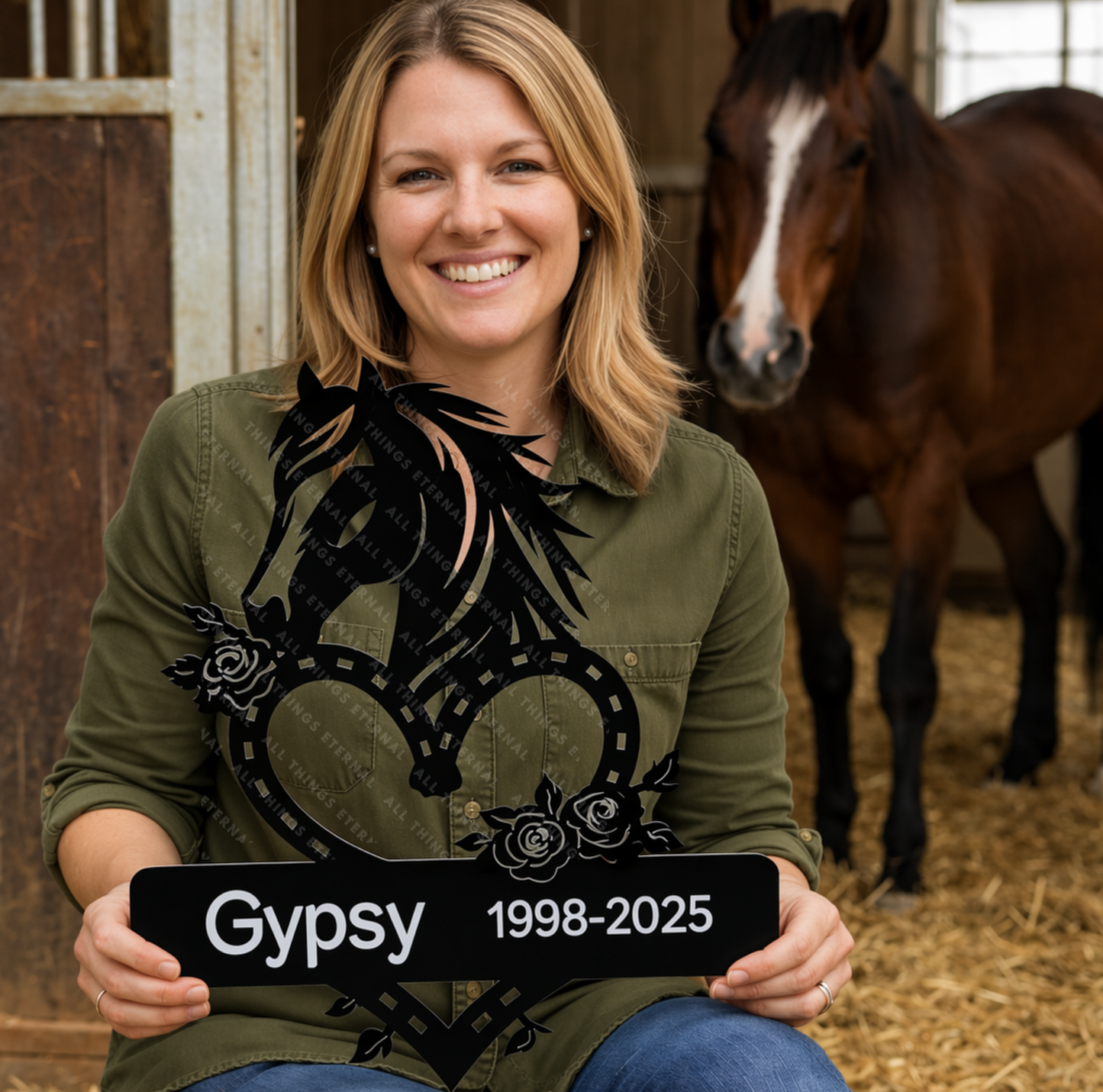 Personalized Horse Memorial Metal Sign – Custom Equine Tribute with Name & Dates