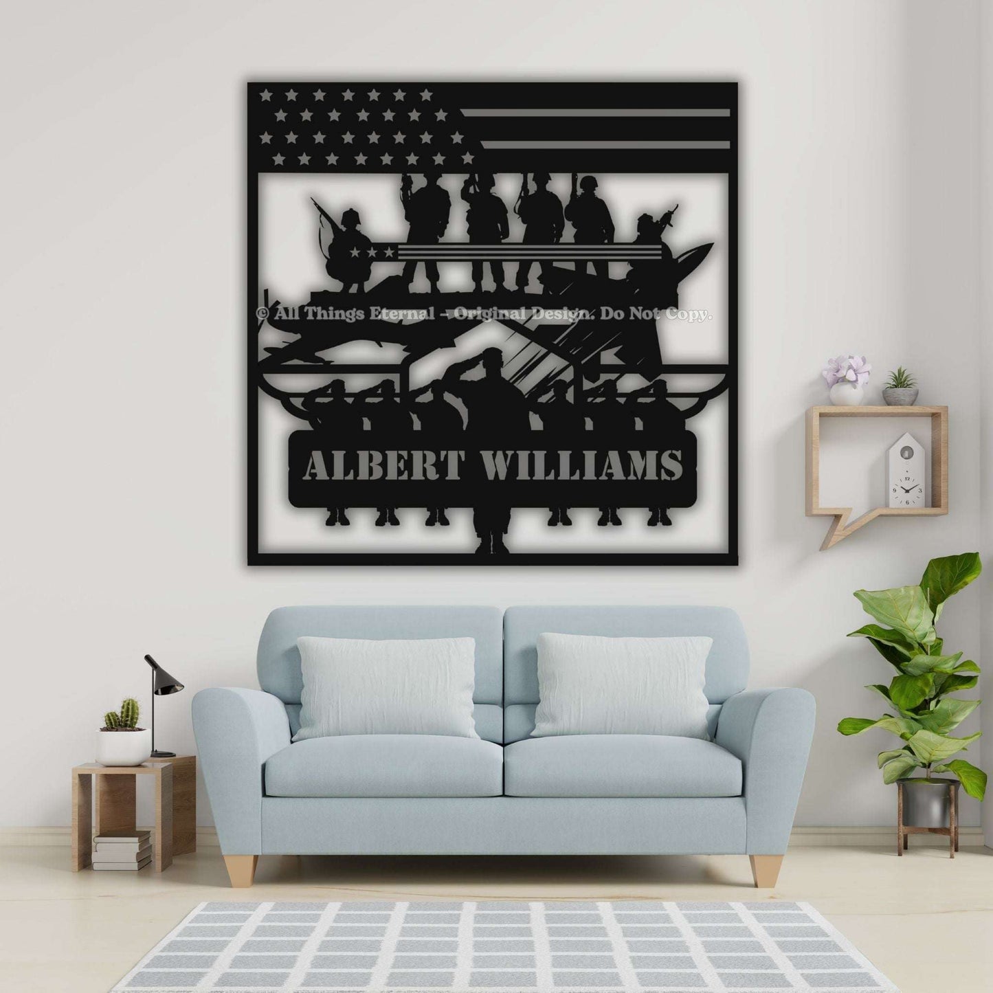 Custom Patriotic Metal Wall  Art- Gift for Veteran, US Army, Navy, Marines, Soldier