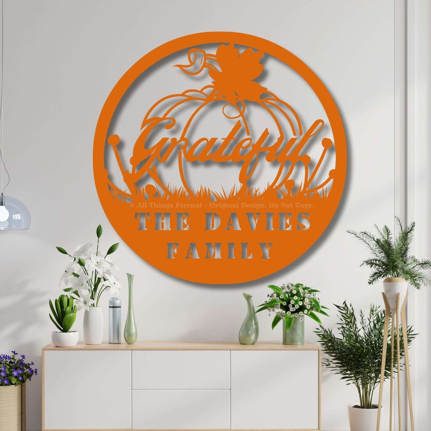 Personalized Pumpkin Grateful Metal Wall Art – Fall & Thanksgiving Decor