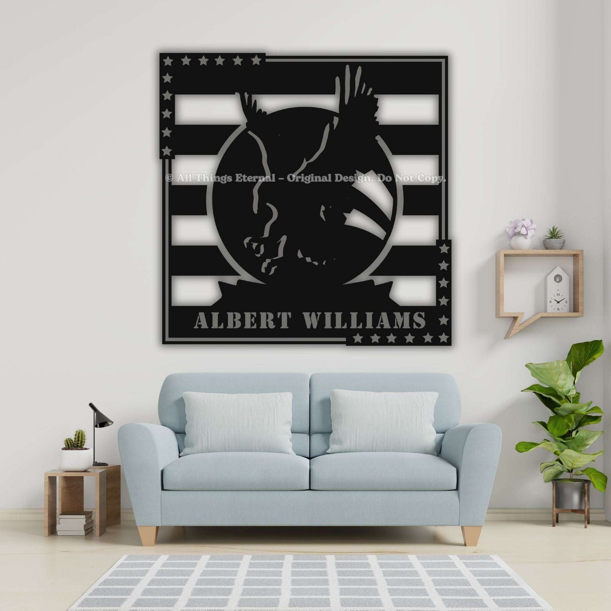 Custom Name Patriotic Veterans Metal Sign Decor Gift