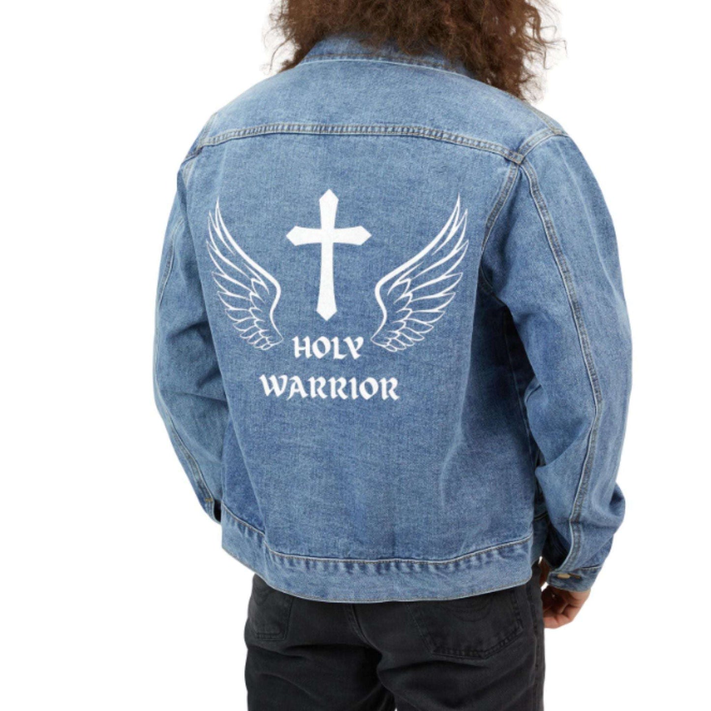 Holy Warrior Christian Denim Jacket – Inspirational Faith Apparel