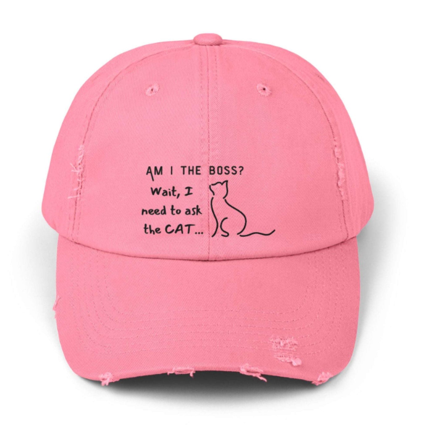 Am I the Boss, Wait, I Need to Ask the Cat Distressed Baseball Cap