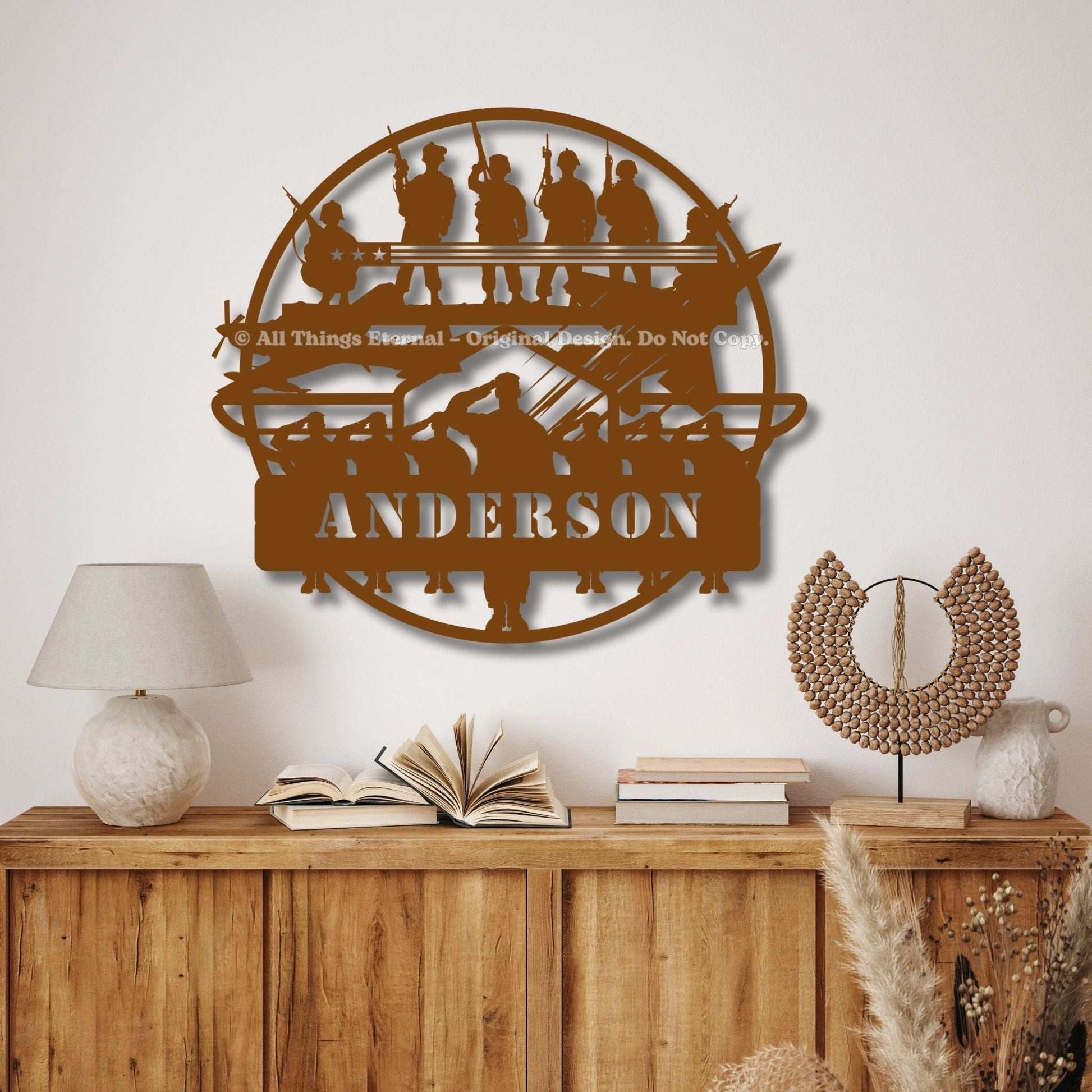 Custom Name Patriotic  Veterans & Soldiers Metal Wall Art Sign