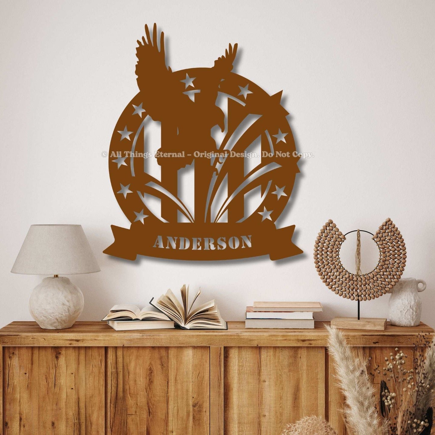 Custom Patriotic Eagle Metal  Wall Art Sign - USA Flag Military Gifts