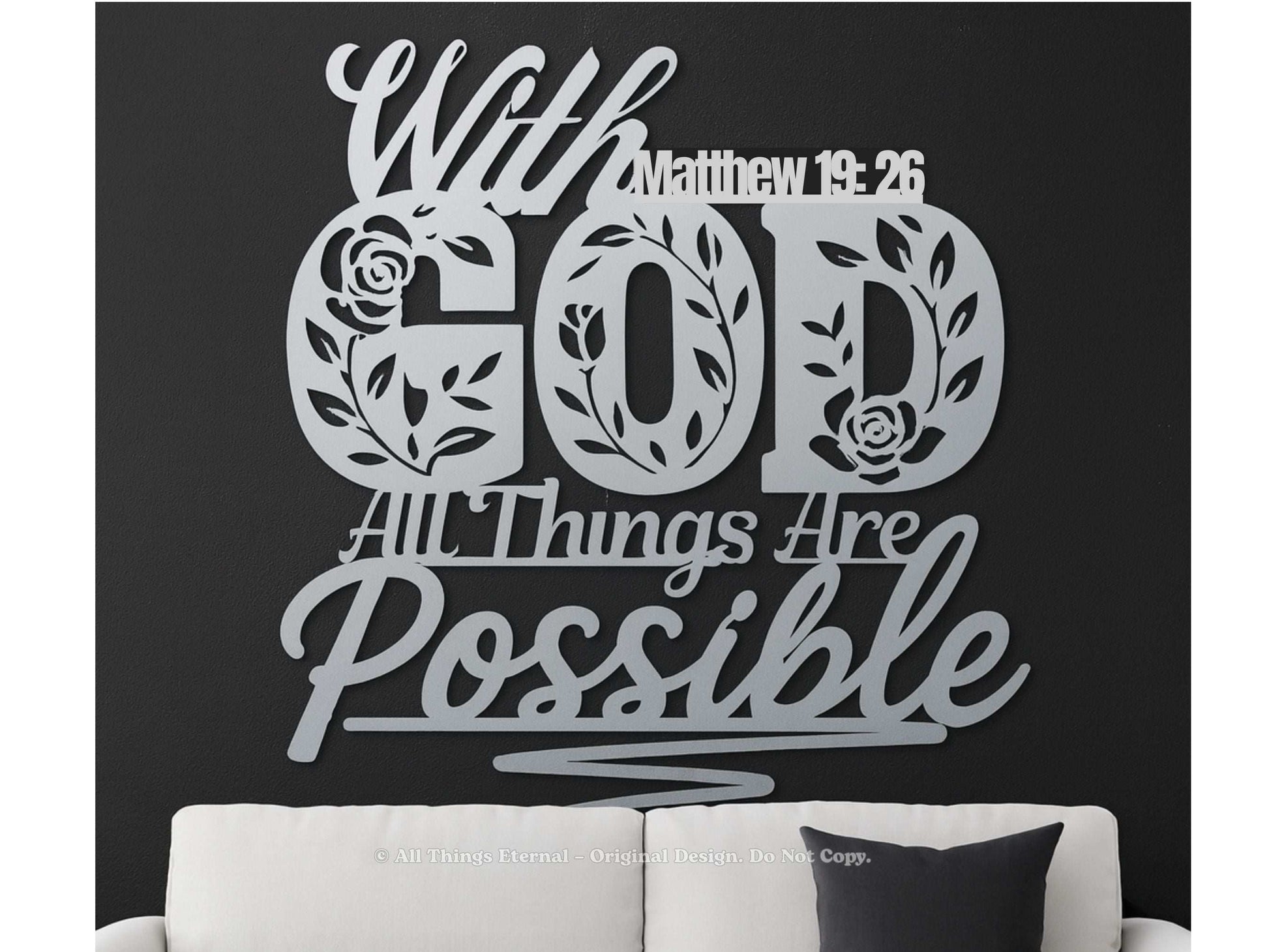 Matthew 19:26 Christian Metal Sign – Inspirational Scripture Wall Decor Gift